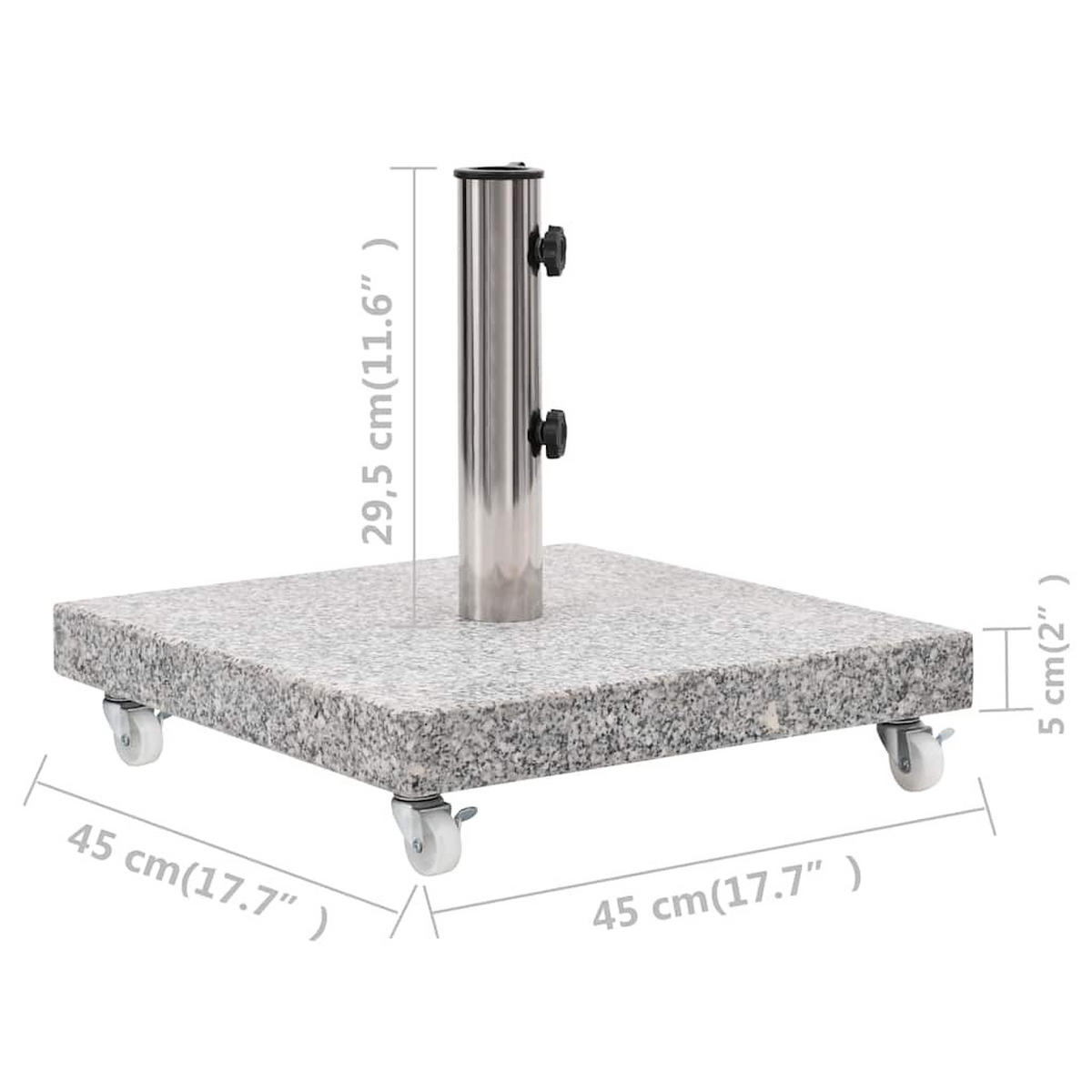 SONNENSCHIRMSTÄNDER Granit 30 Kg Quadrat Grau - Grau, Stein (45/45cm) - vidaXL