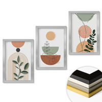 WANDBILDER 3er Set - 20x30 cm Silberner Rahmen - Abstrakte Pflanzenformen - Silberfarben, Kunststoff (20/30cm) - ArtPrintCave