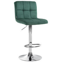 BARHOCKER BRISBAN Grün Samt Chrom - Grün, Textil/Metall (46/94/47cm) - DELUKE