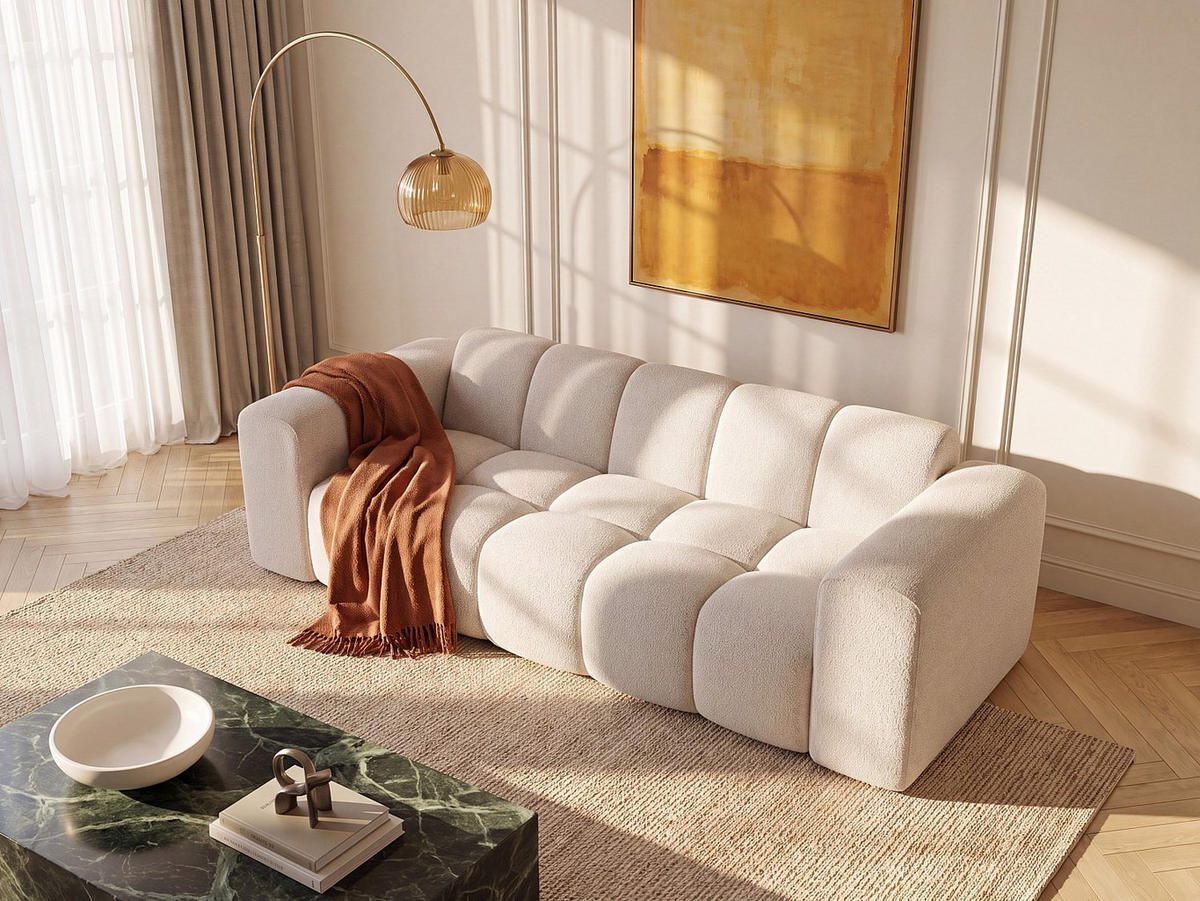 SOFA - 3 Personen - stoff - beige Caleso - Beige, Textil (241/69.5/94cm) - Vente-Unique