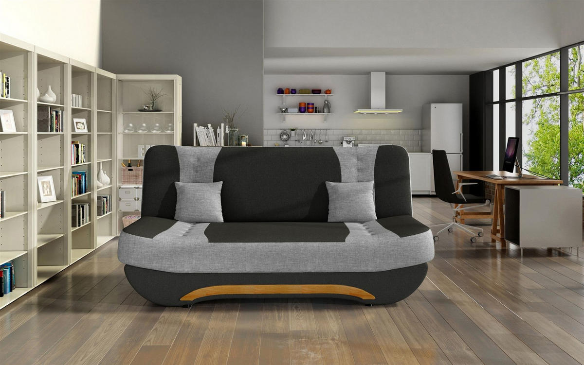 SCHLAFSOFA Kandy - Hellgrau, Holzwerkstoff/Textil (189/88/90cm) - Fun Möbel