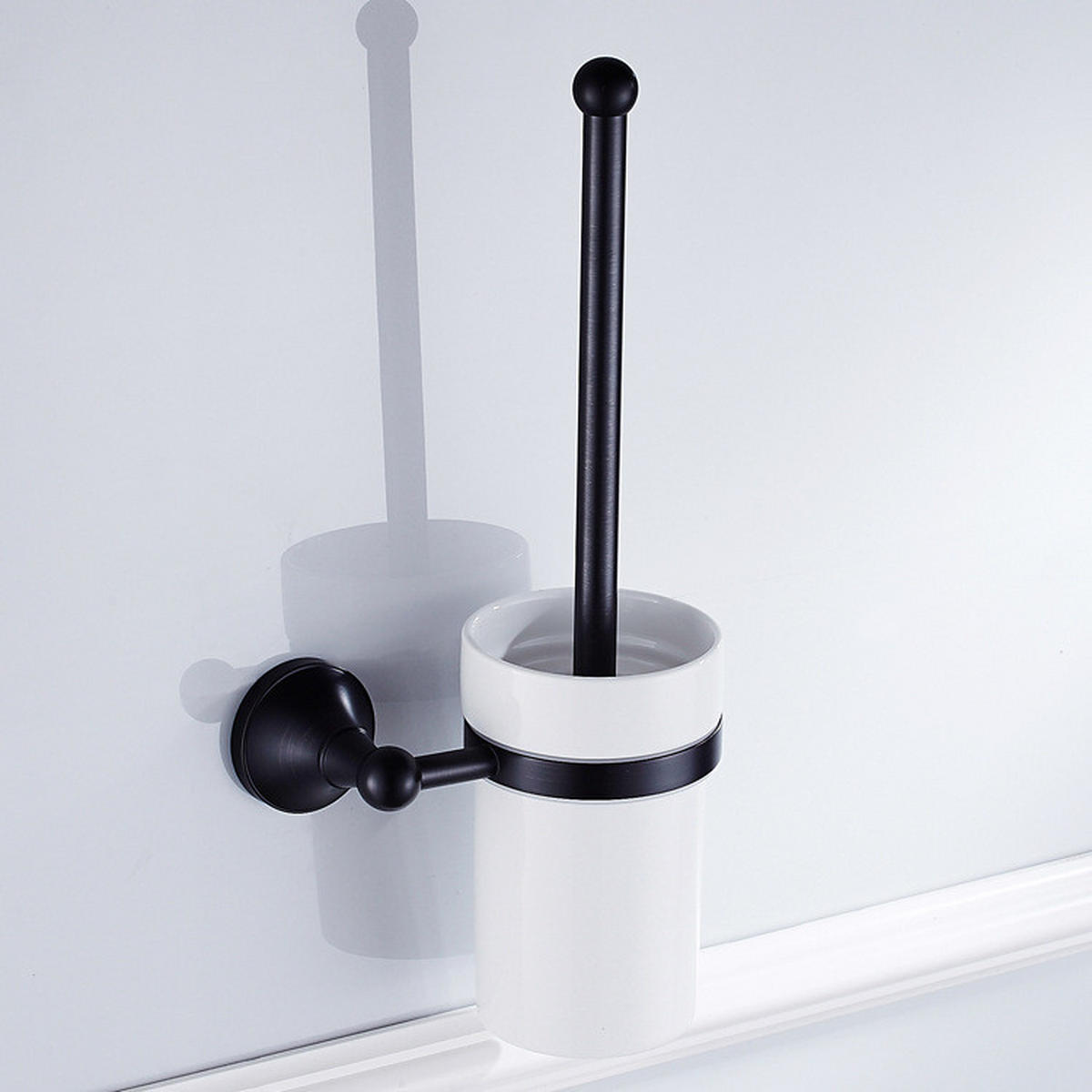 TOILETTENBÜRSTENHALTER – Schwarz (16 x 10,5 x 36 cm) - Schwarz, Metall (16/36/10.5cm)