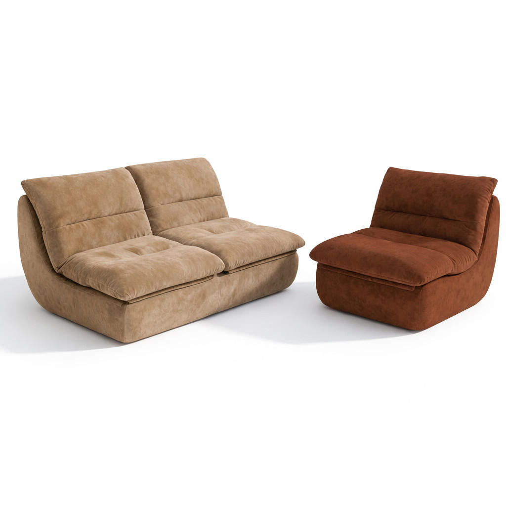 SITZGARNITUR Nuvia Sofa und Sessel Sand und Schokolade - Sandfarben/Braun, Textil (160/73/100cm) - COCO Living