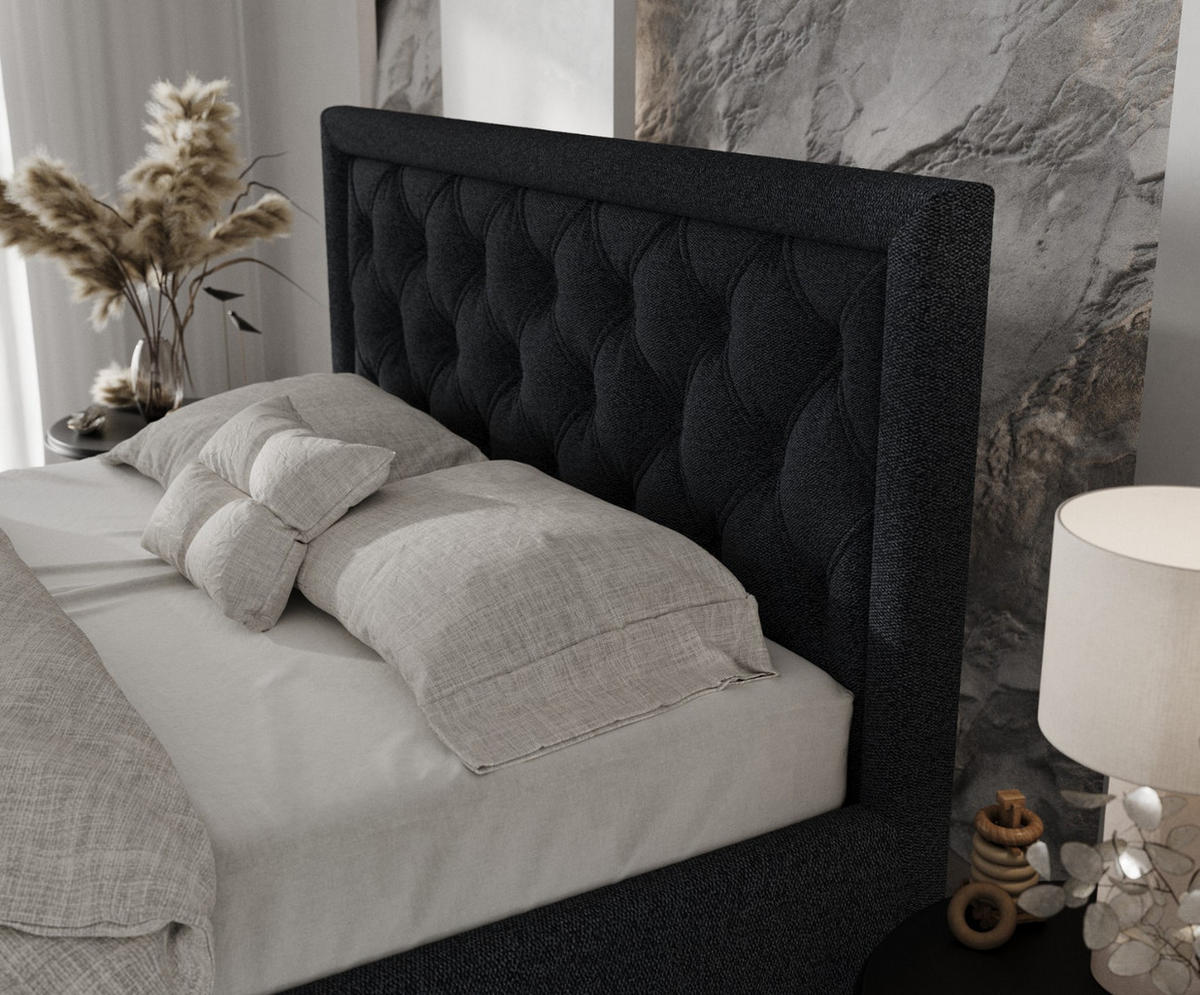 POLSTERBETT Lido 180/200 cm Anthrazit im Riva Stoff - Anthrazit/Naturfarben, Holz/Holzwerkstoff (180/200cm) - AltaBeds