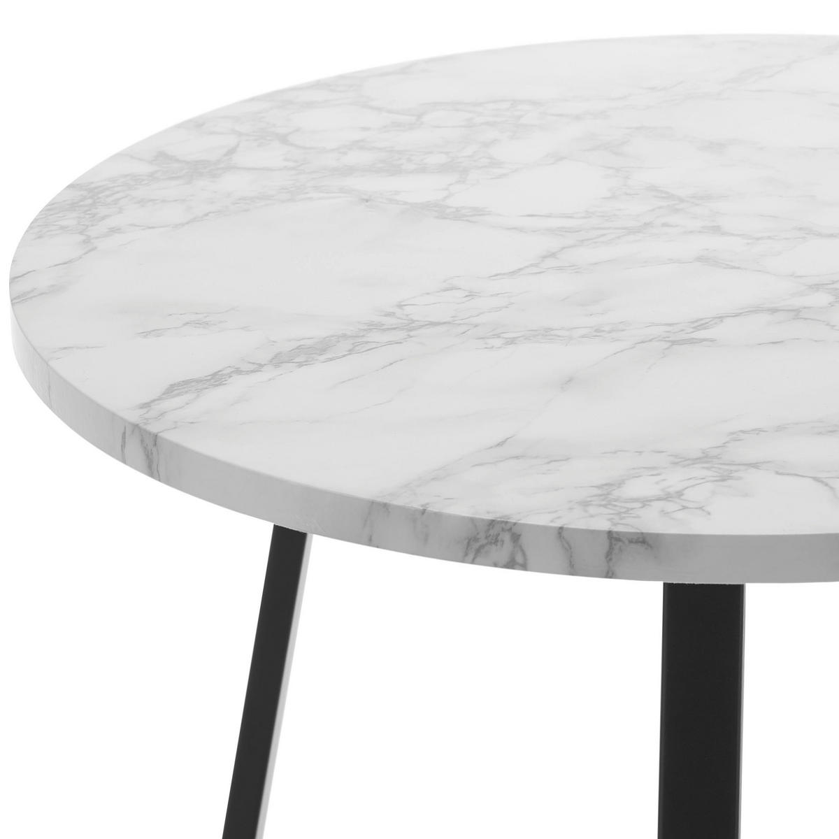 COUCHTISCH Silvia Weiß/Marmoroptik Rund - Weiß, Holzwerkstoff (45/45/45cm) - Bessagi Home