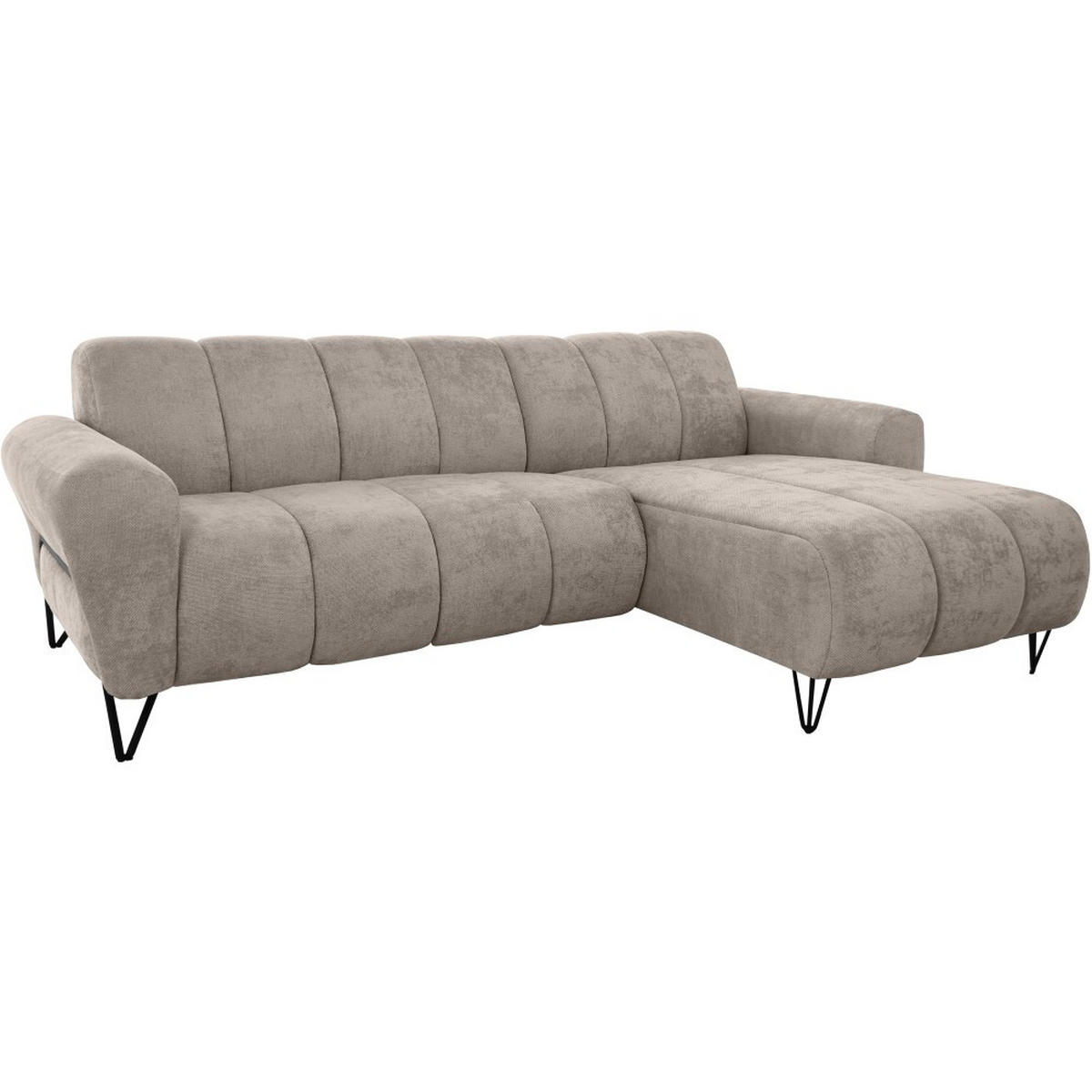 ECKSOFA Volare Mini ohne Schlaffunktion cappuccino rechts, Storm-Stoff - Schwarz/Cappuccino, Textil/Metall (256/165cm) - Beautysofa