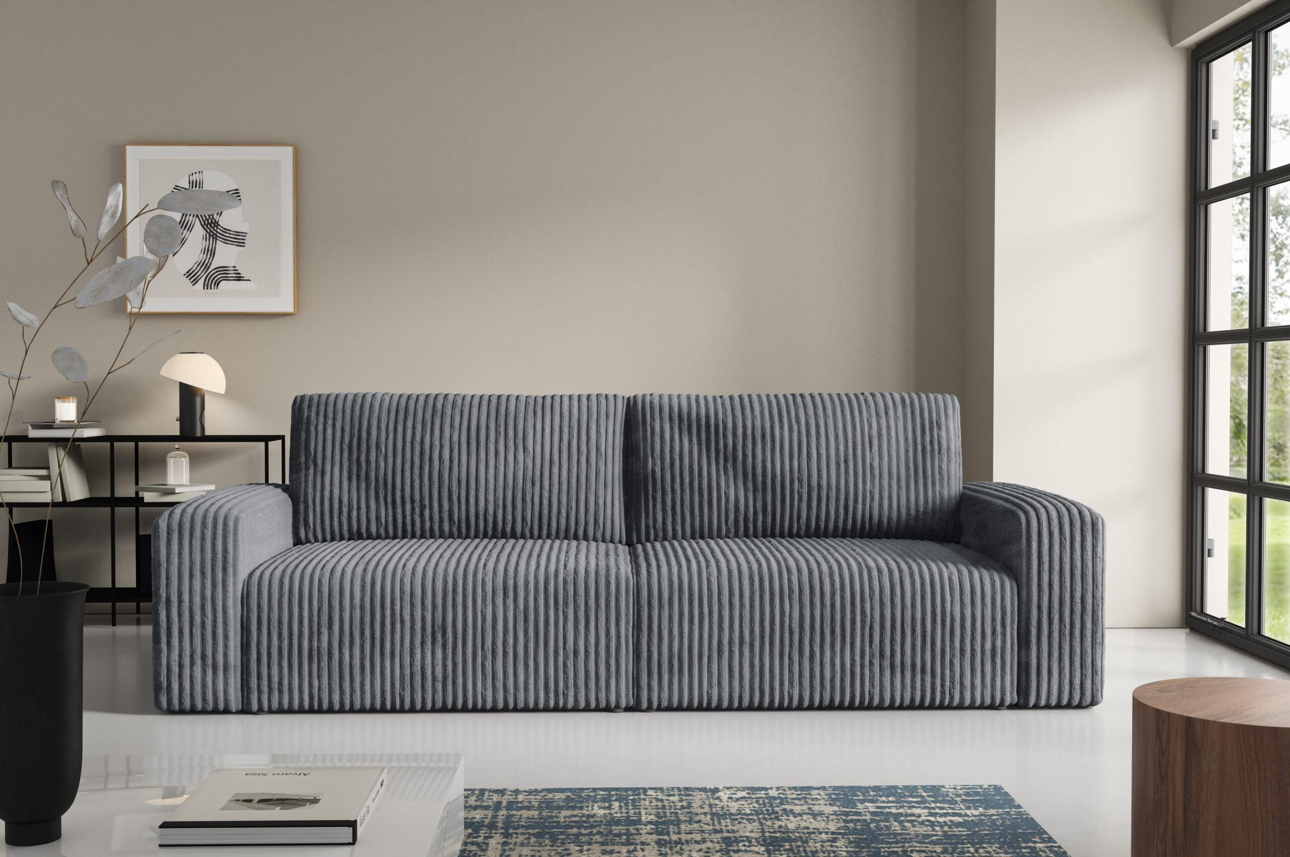 SCHLAFSOFA 4-Sitzer Cord Grau - Grau, Textil (244/70/102cm) - Furnisell