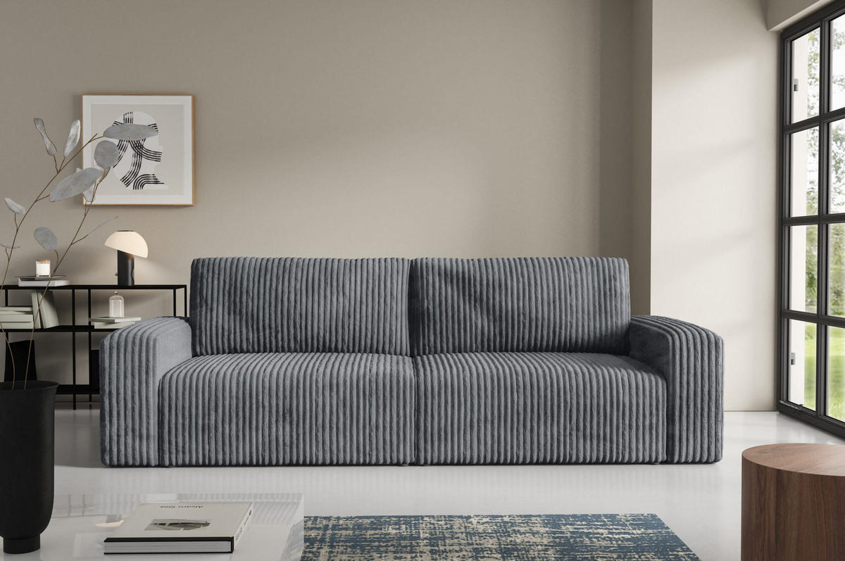 SCHLAFSOFA 4-Sitzer Cord Grau - Grau, Textil (244/70/102cm) - Furnisell