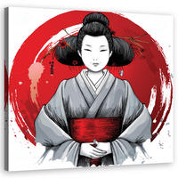 WANDBILD japanische geisha ukiyo e - Rot, Textil (50/50cm) - Feeby
