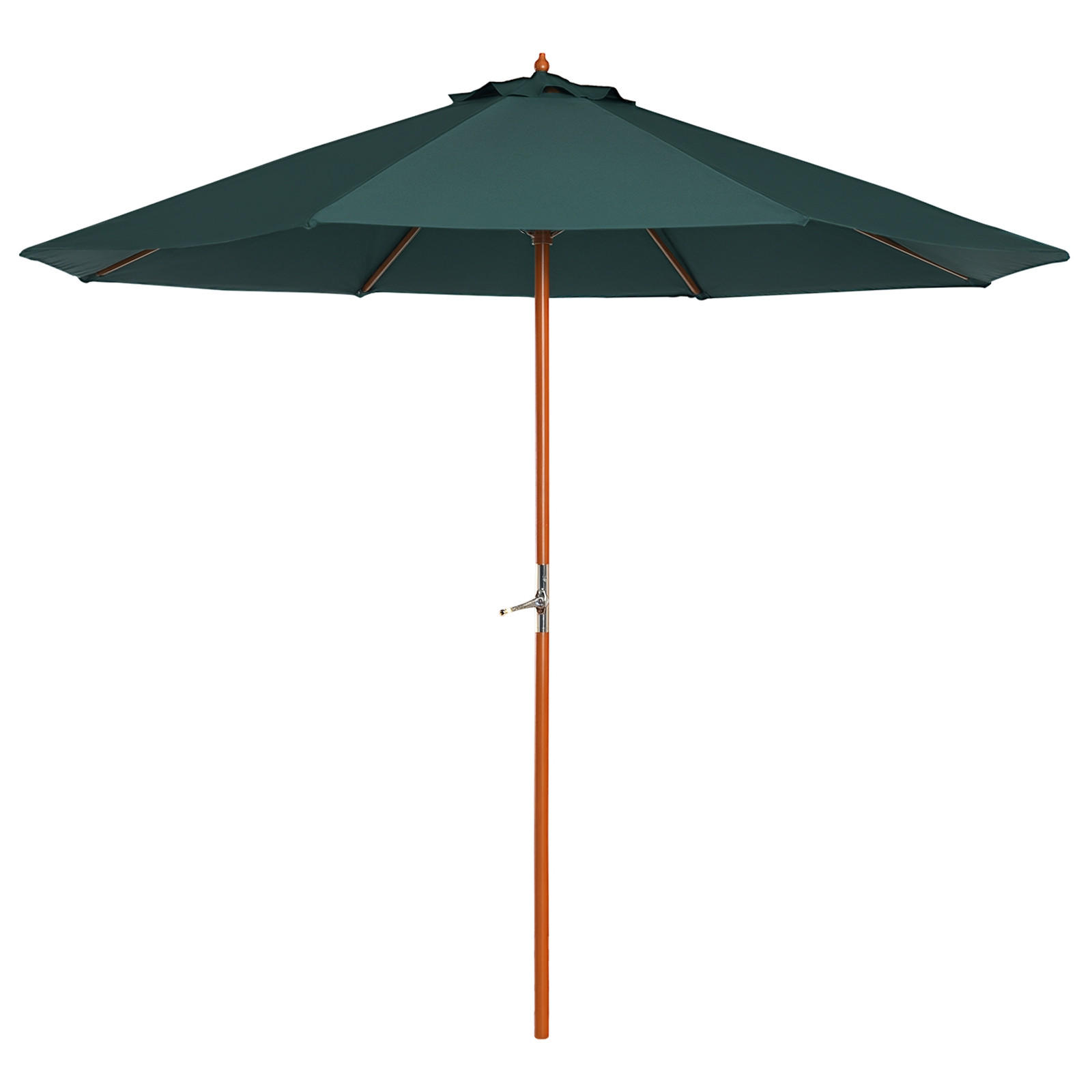 SONNENSCHIRM DE-05587 Holz mit Handkurbel Dunkelgrün - Dunkelgrün, Holz (270/270cm) - ComfortXL