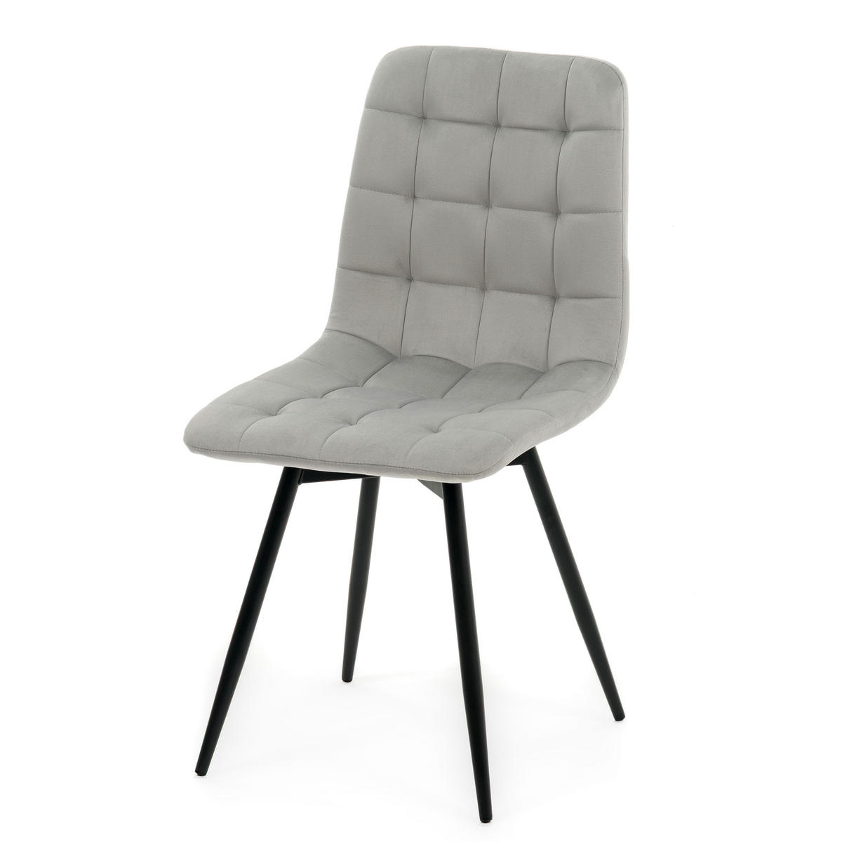 STUHL ARCO drehbar gepolstert mit Steppung - hellgrau - Samt Velours - Hellgrau/Schwarz, Textil/Metall (46/90/51cm) - NEW HOME