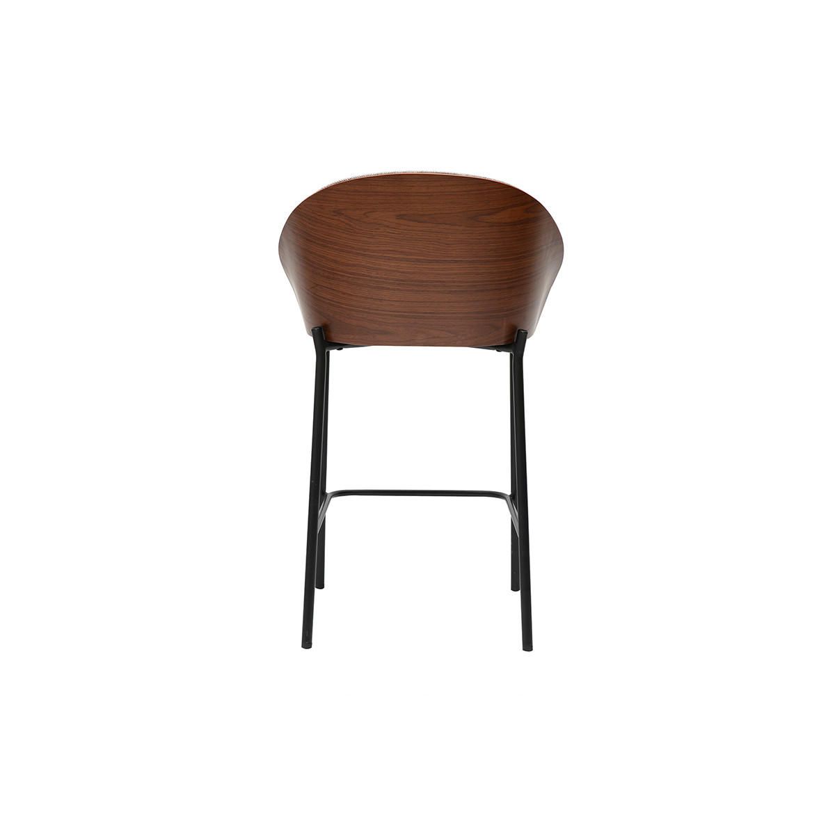 BARHOCKER aus grauem Samt-Effekt-Stoff, dunklem Holz und Metall, H65 cm (2er-Set) TUCSON - Grau, Textil (50.5/85.5/54cm) - Miliboo