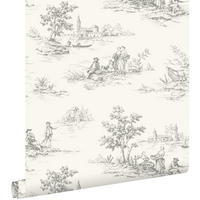 TAPETE Toile de Jouy 50 x 900 cm - Weiß, Papier (50/900cm) - ESTAhome