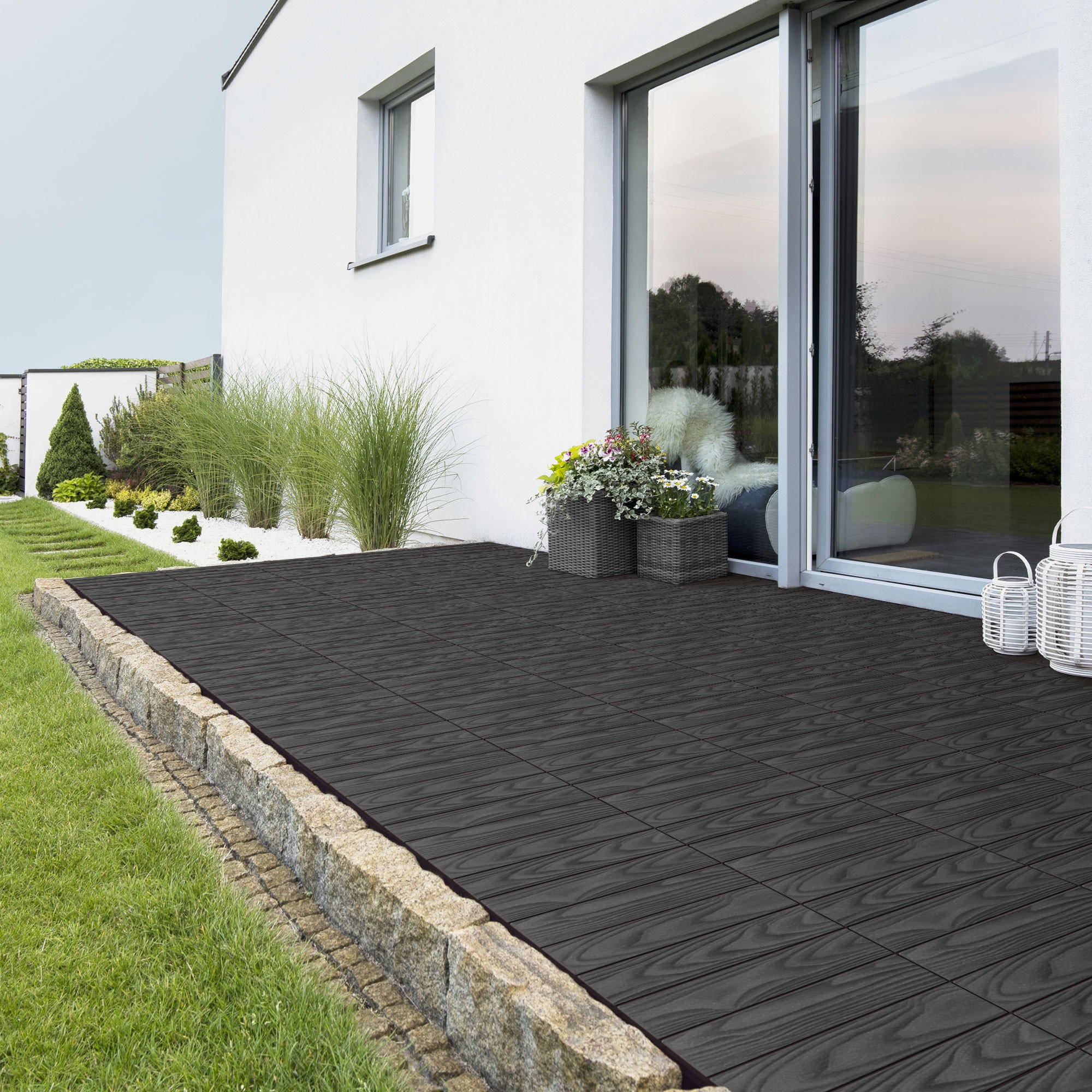 TERRASSENFLIESE Anthrazit 22 Stück - Anthrazit, Holzwerkstoff (30/30/2.1cm) - ML-DESIGN