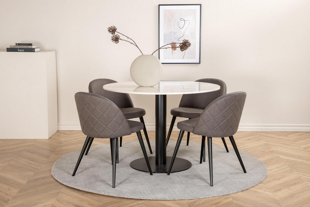 ESSTISCH ESTELLE Weiß 106x106x75 cm - Weiß, Metall (106/106/75cm) - FURNLUX