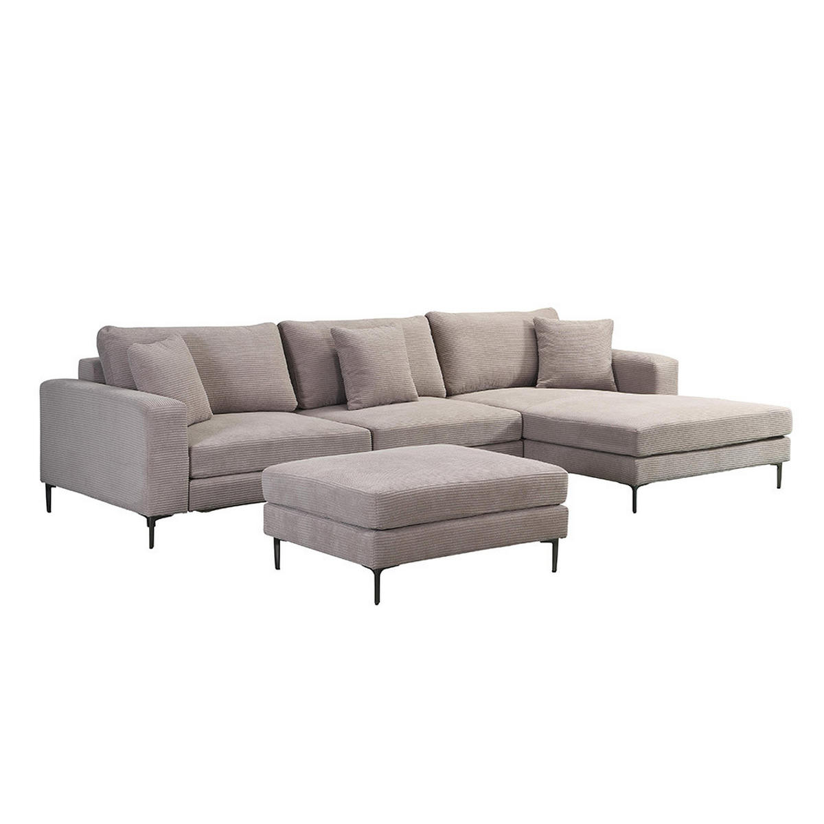 SOFA BELLANO - Beige, L - Rechts - Beige, Holz/Kunststoff (340/188cm) - Home Deluxe