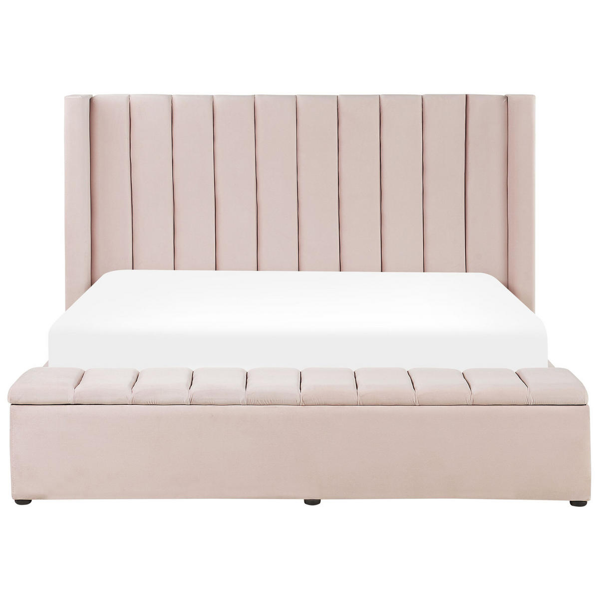 POLSTERBETT 180/200cm Pastellrosa Noyers - Pink, Textil (180/200cm) - Beliani