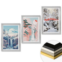 WANDBILDER 3er Set - 40x60 cm Silberner Rahmen - Berglandschaften, Wasserfälle - Silberfarben, Kunststoff (40/60cm) - ArtPrintCave