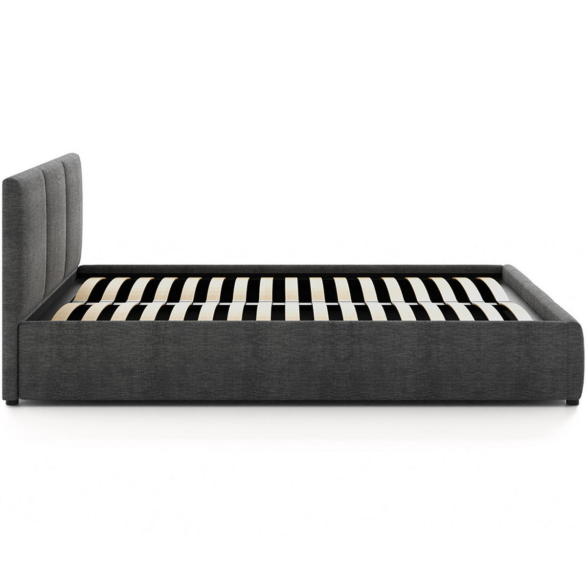 POLSTERBETT 160×200 cm mit Bettkasten und Lattenrost Nela 028-45 Graphit Dunkelgrau Geflochten - Dunkelgrau, Holz/Metall (160/200cm) - Jana