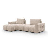 ECKSOFA VERONA 4-Sitzer LINKS, Beige - Beige/Schwarz, Holz/Textil (282/173cm) - Courtois Laville