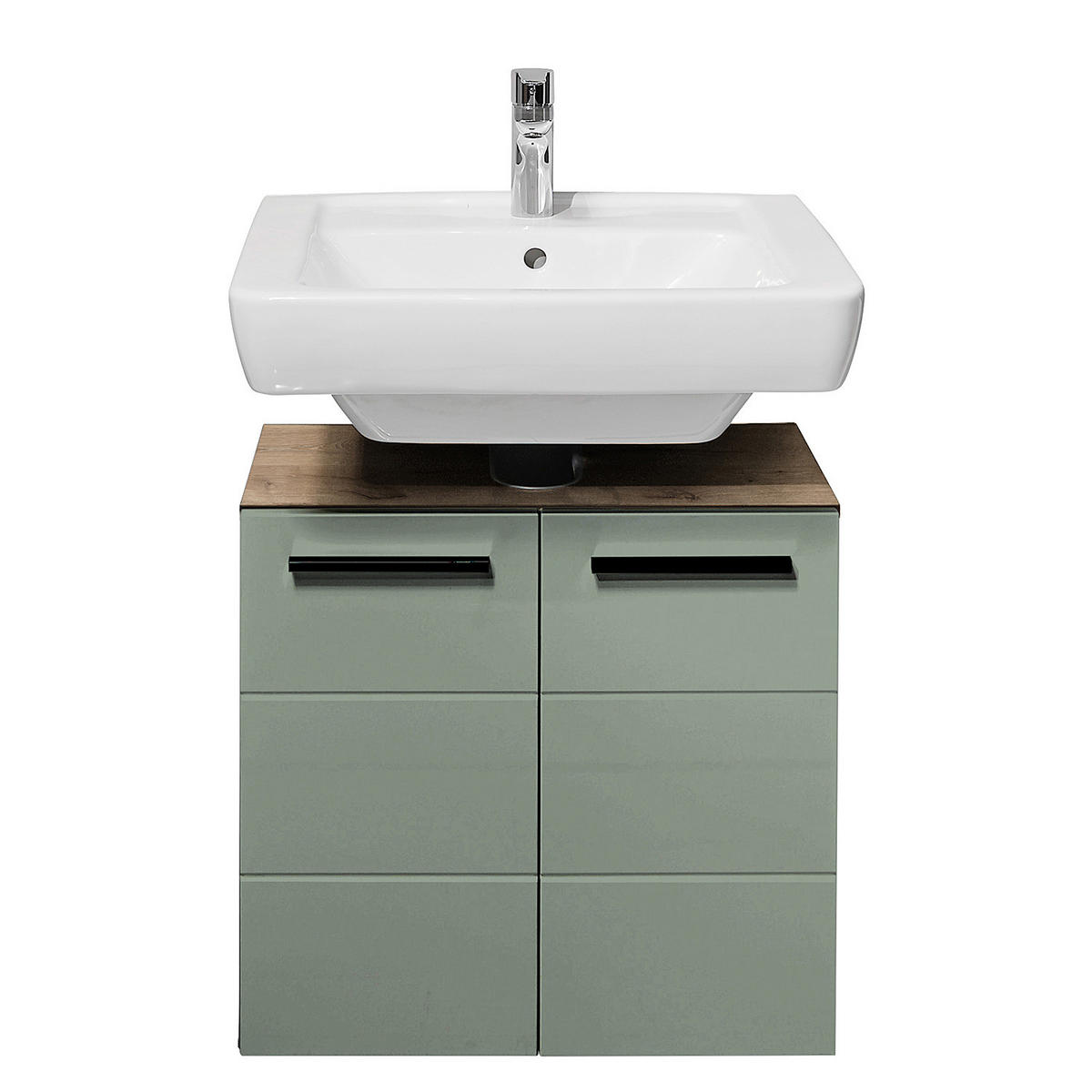 WASCHBECKENUNTERSCHRANK - Mintgrün/Grau, Holzwerkstoff (60/62/31cm) - home24