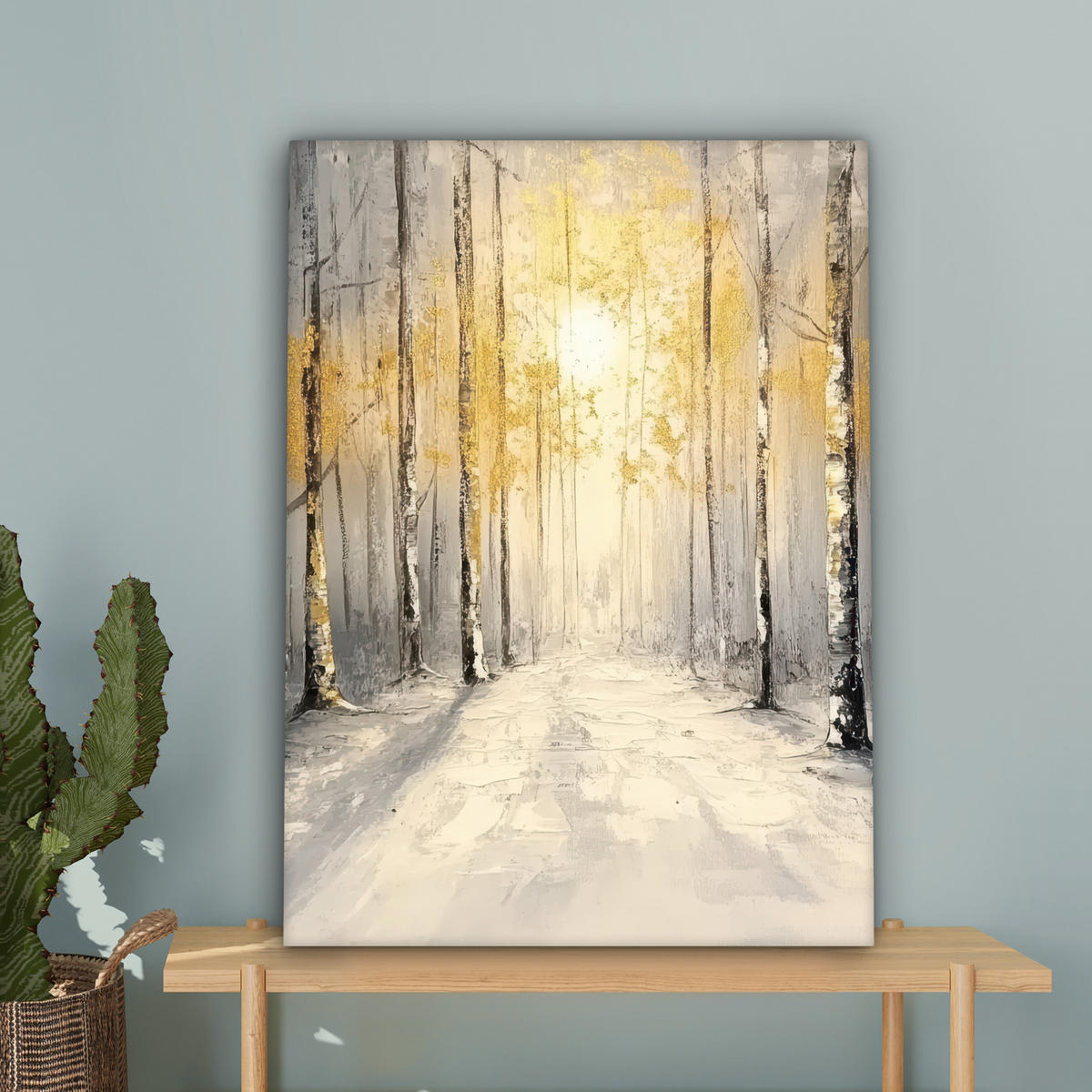 LEINWANDBILD Winter - Abstrakt - Schnee - Natur - Sonne 60x80 cm - Grau, Textil (60/80cm) - MuchoWow