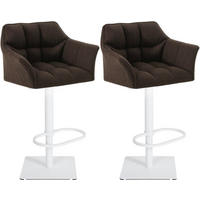 BARHOCKER 2er Set Stoff Braun - Weiß/Braun, Textil/Metall (64/88/45cm) - CLP