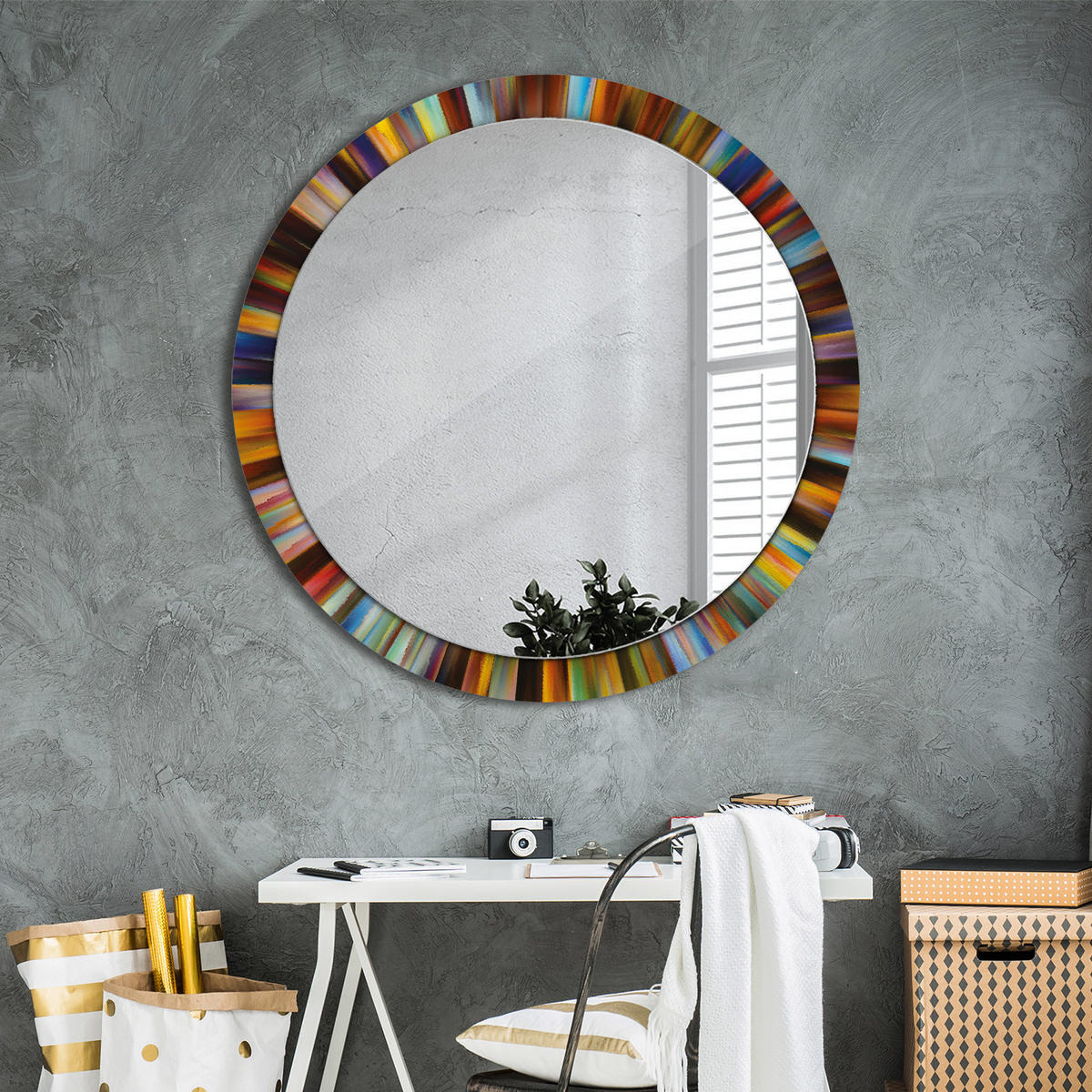 SPIEGEL Ø100 cm Rund mit Aufdruck - Multicolor, Glas (100/100/0.4cm) - TULUP