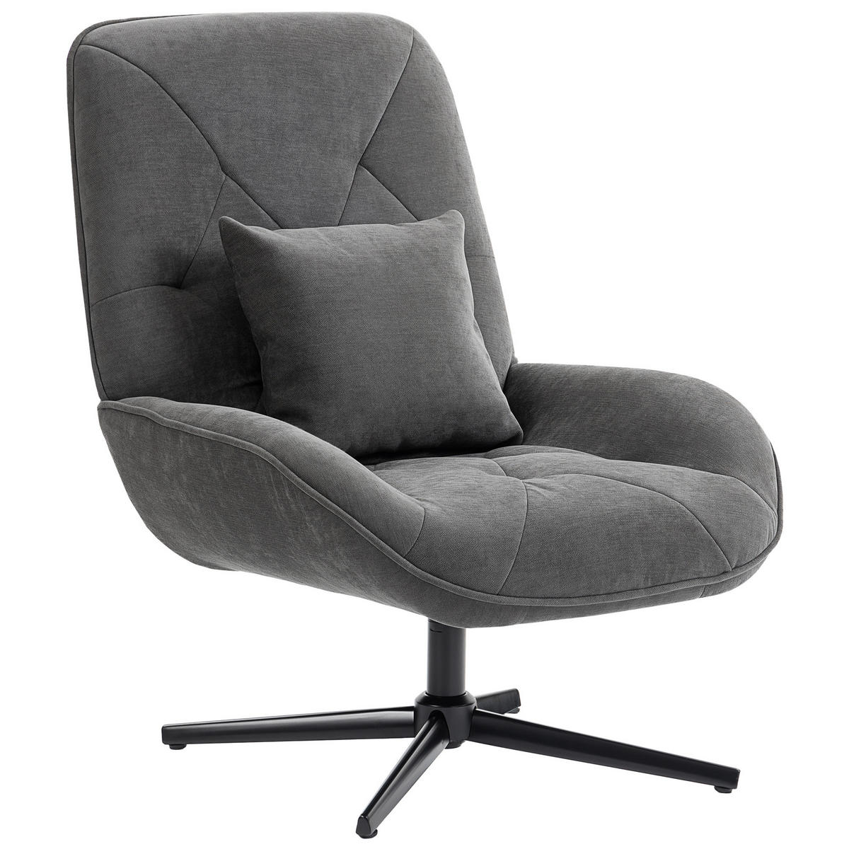 SESSEL DE-06912 drehbar mit Chenille und hoher Rückenlehne Dunkelgrau - Dunkelgrau, Metall (72/96/92cm) - ComfortXL
