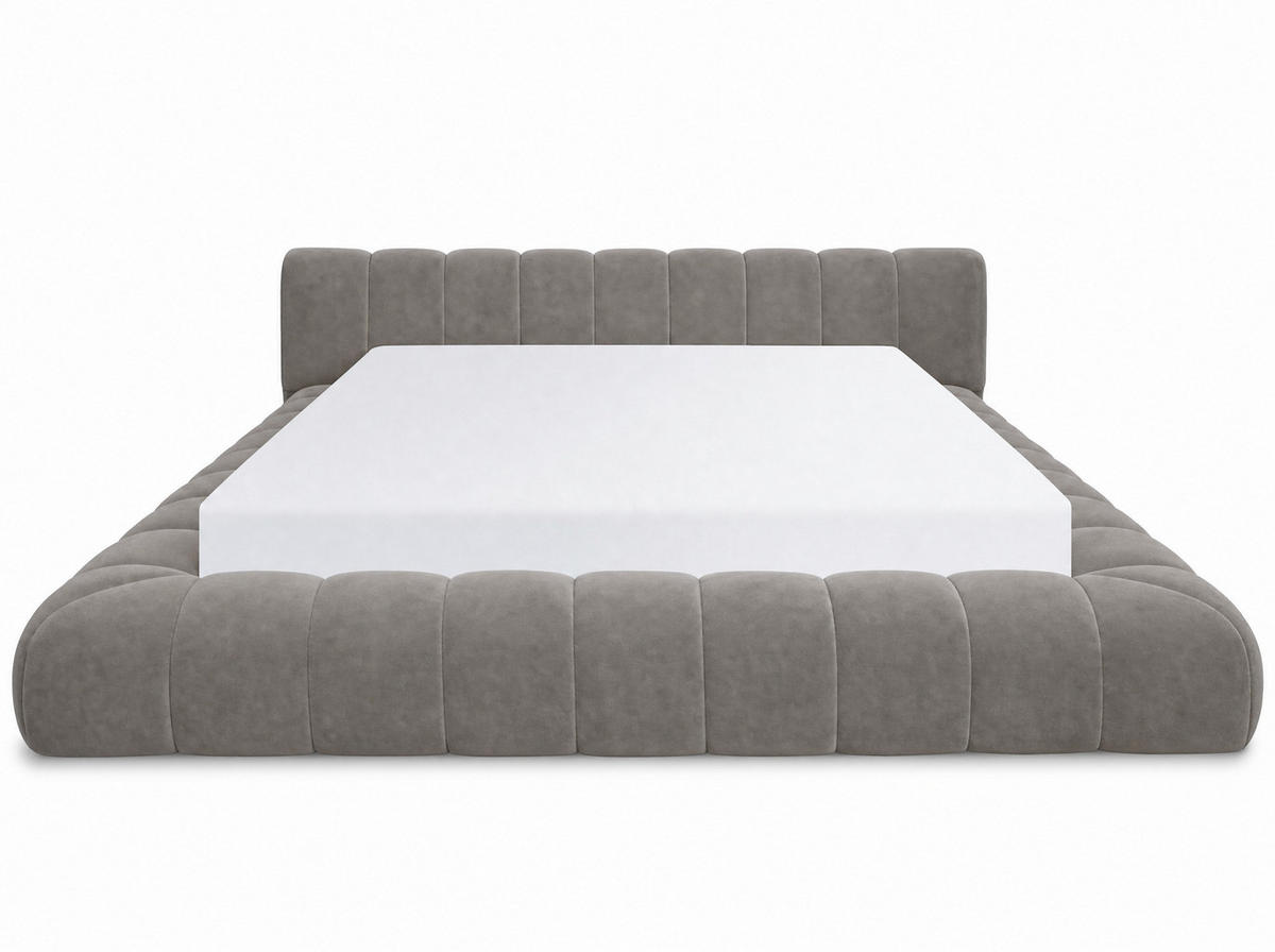 POLSTERBETT Adore Taupe 160/200 cm Samt mit Bettkasten - Taupe, Textil/Metall (160/200cm) - wonello