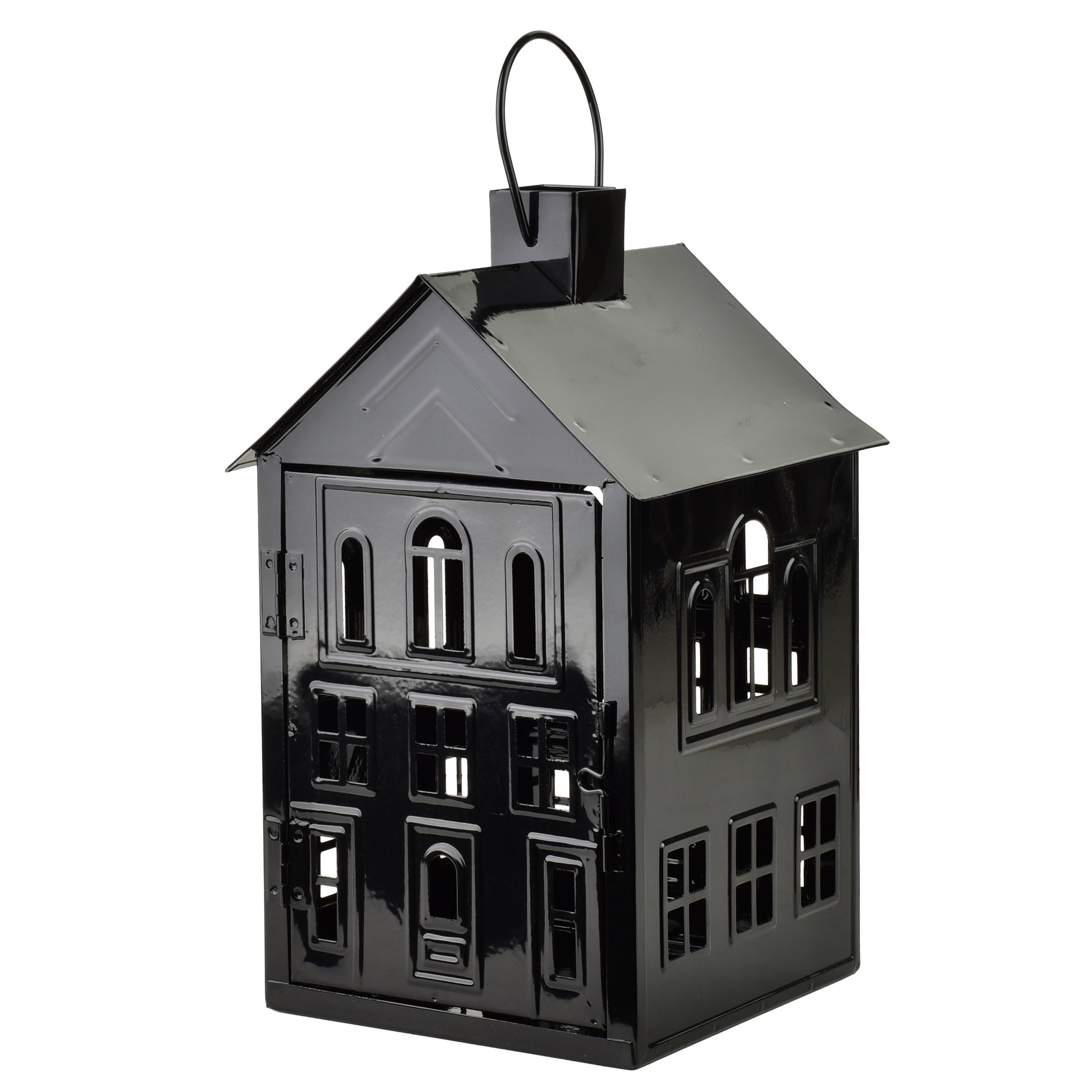 LATERNENHAUS Roger Schwarz 20,3x20xh33,8 cm Metall - Schwarz, Metall (20/33.8/20.3cm) - Mondex