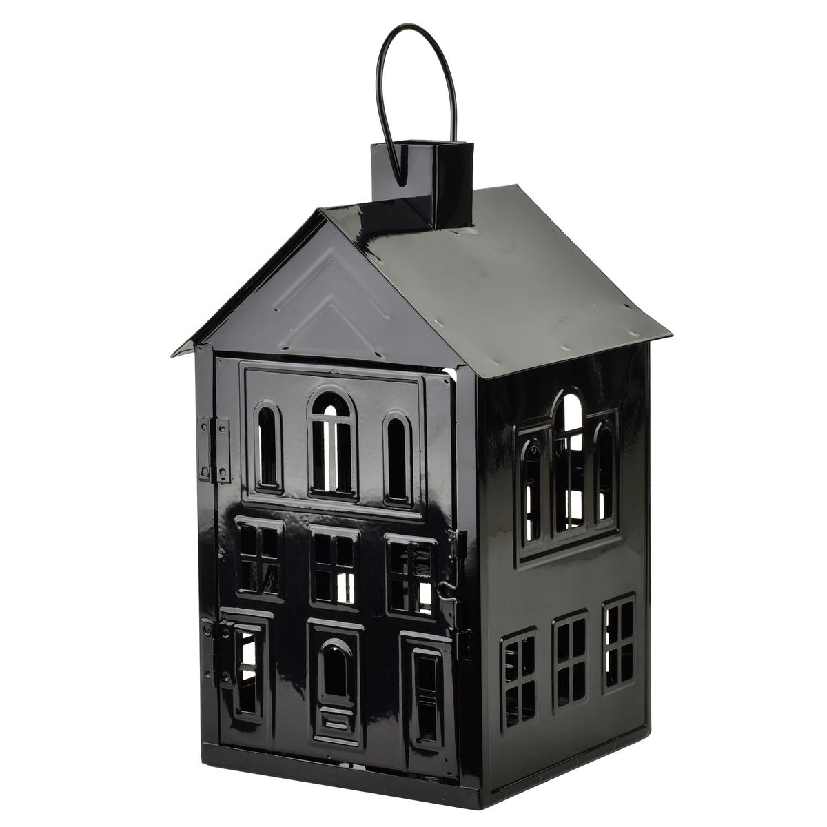 LATERNENHAUS Roger Schwarz 20,3x20xh33,8 cm Metall - Schwarz, Metall (20/33.8/20.3cm) - Mondex