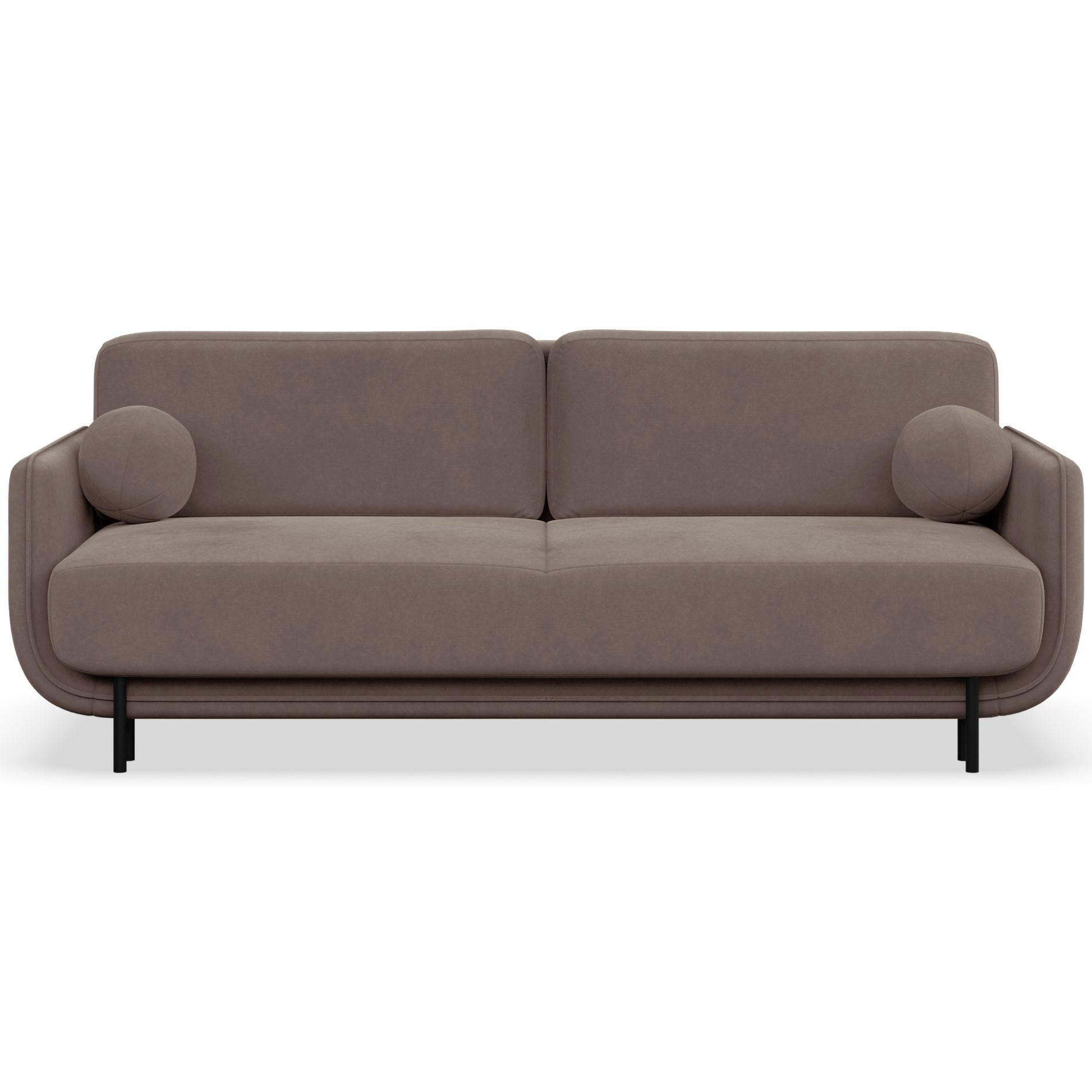 SCHLAFSOFA Ovals Hellbraun - Hellbraun/Schwarz, Textil/Metall (236/95/96cm) - Selsey