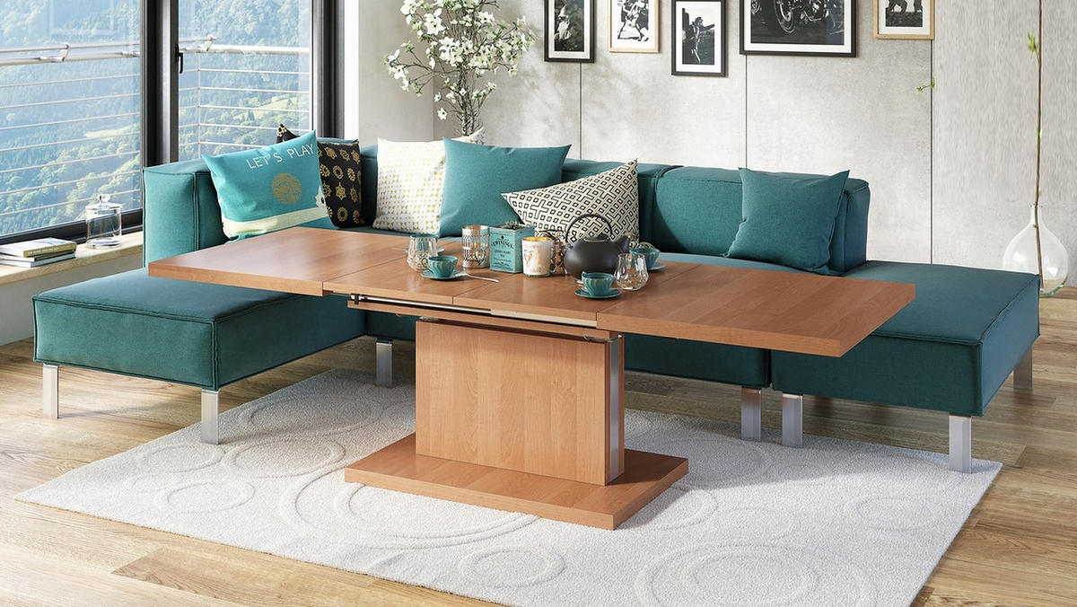 COUCHTISCH rechteckig Erle ausziehbar höhenverstellbar - Erlefarben, Holzwerkstoff (80/120/56cm) - designimpex
