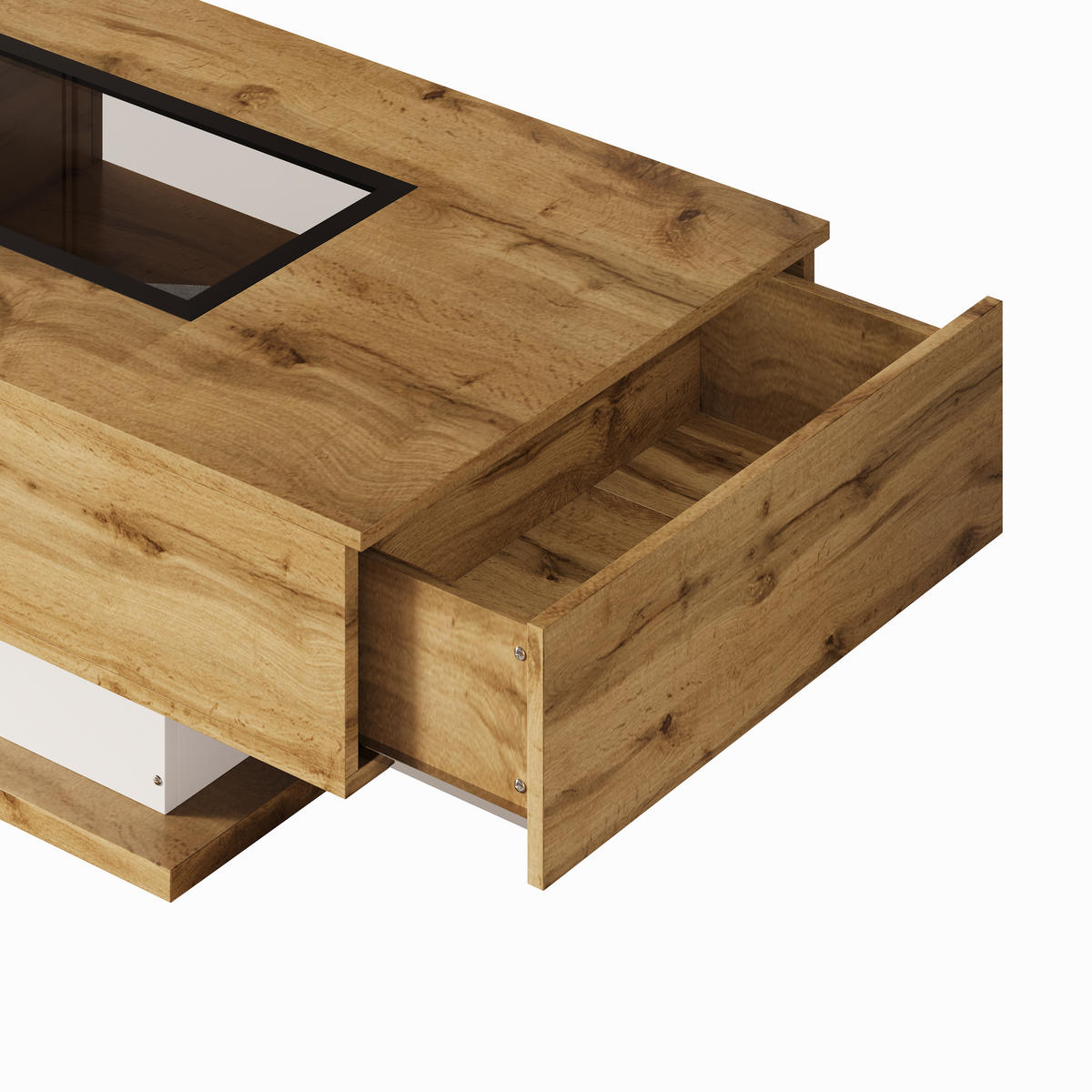 COUCHTISCH DE-153 mit LED Glas Eichenholzfarbe - Eichefarben, Holzwerkstoff (60/110/40cm) - ComfortXL