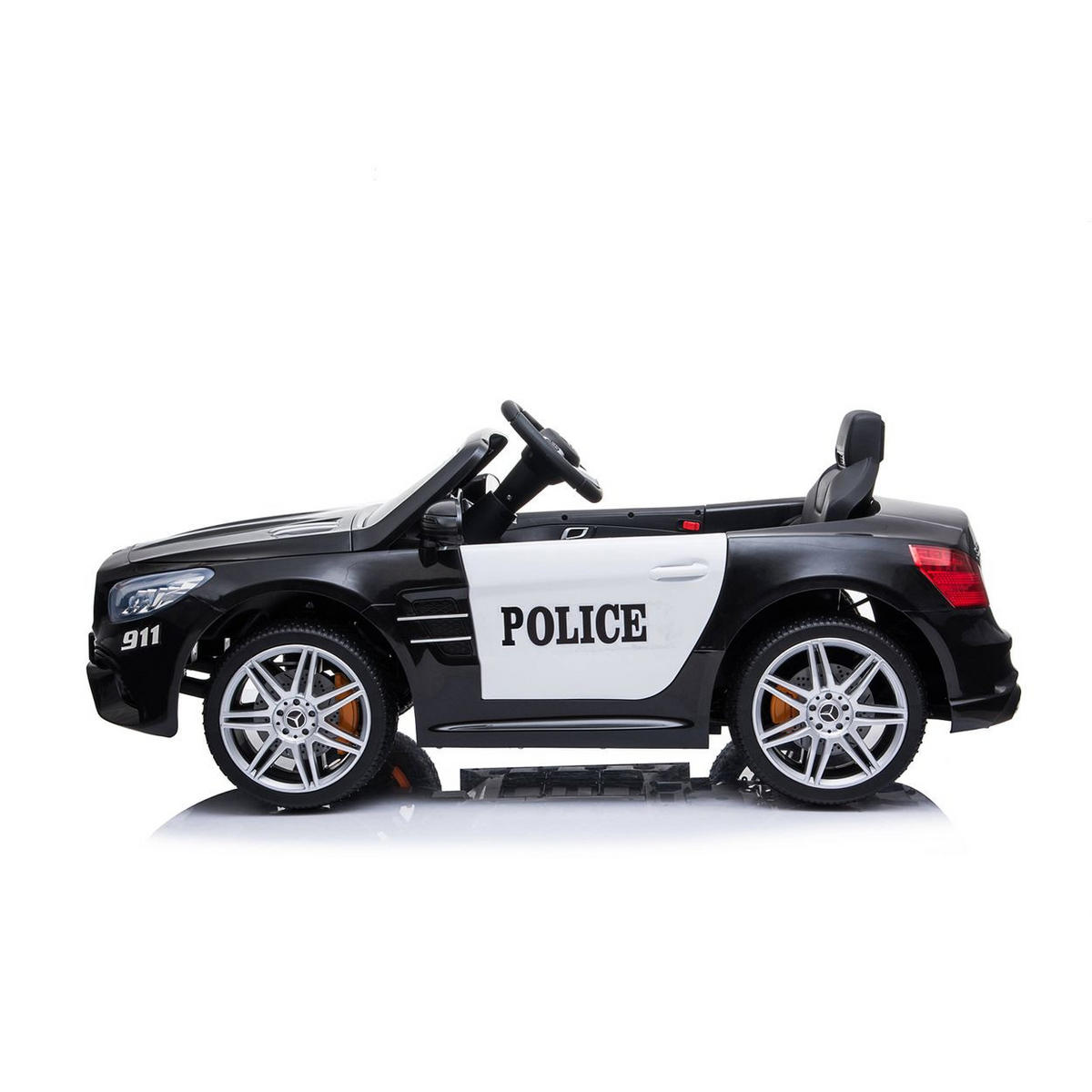 ELEKTROAUTO Polizei Mercedes schwarz SL500 LED Bluetooth Fernbedienung - Schwarz, Kunststoff (122/69/52cm) - Chipolino