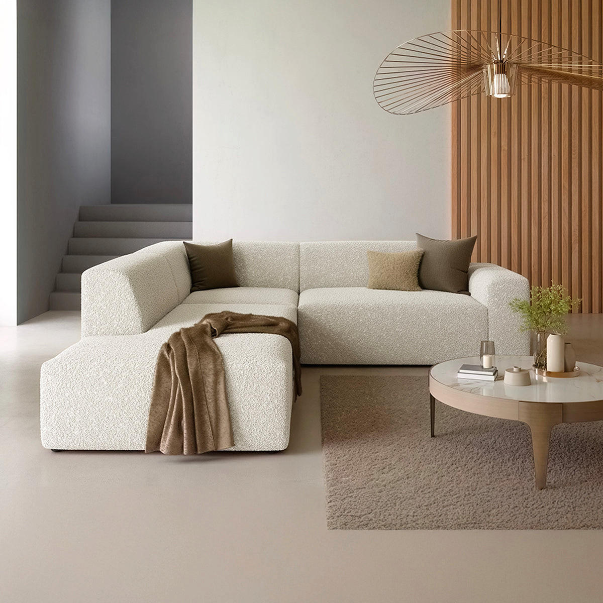 ECKSOFA Torino 5 Sitzplätze Beige - Beige, Holz (264/254cm) - Petits-meubles