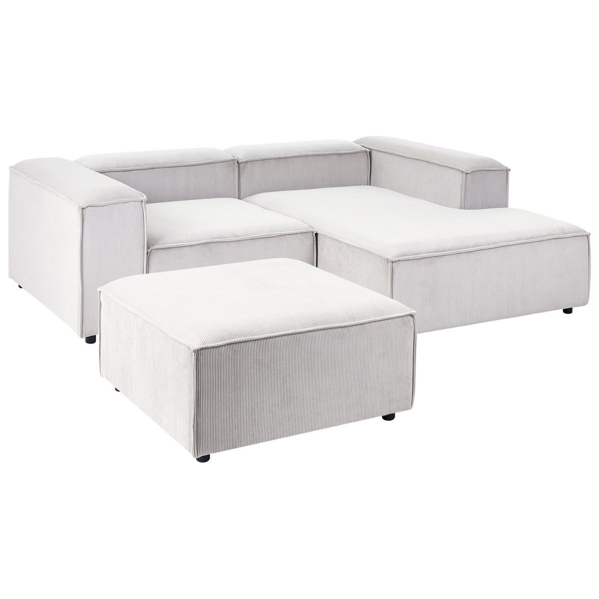 ROHOVÁ POHOVKA modul 3-místná levostranná Krémově bílá Manšestr s otomanem Ardal - krémová, textil (240/180cm) - Beliani