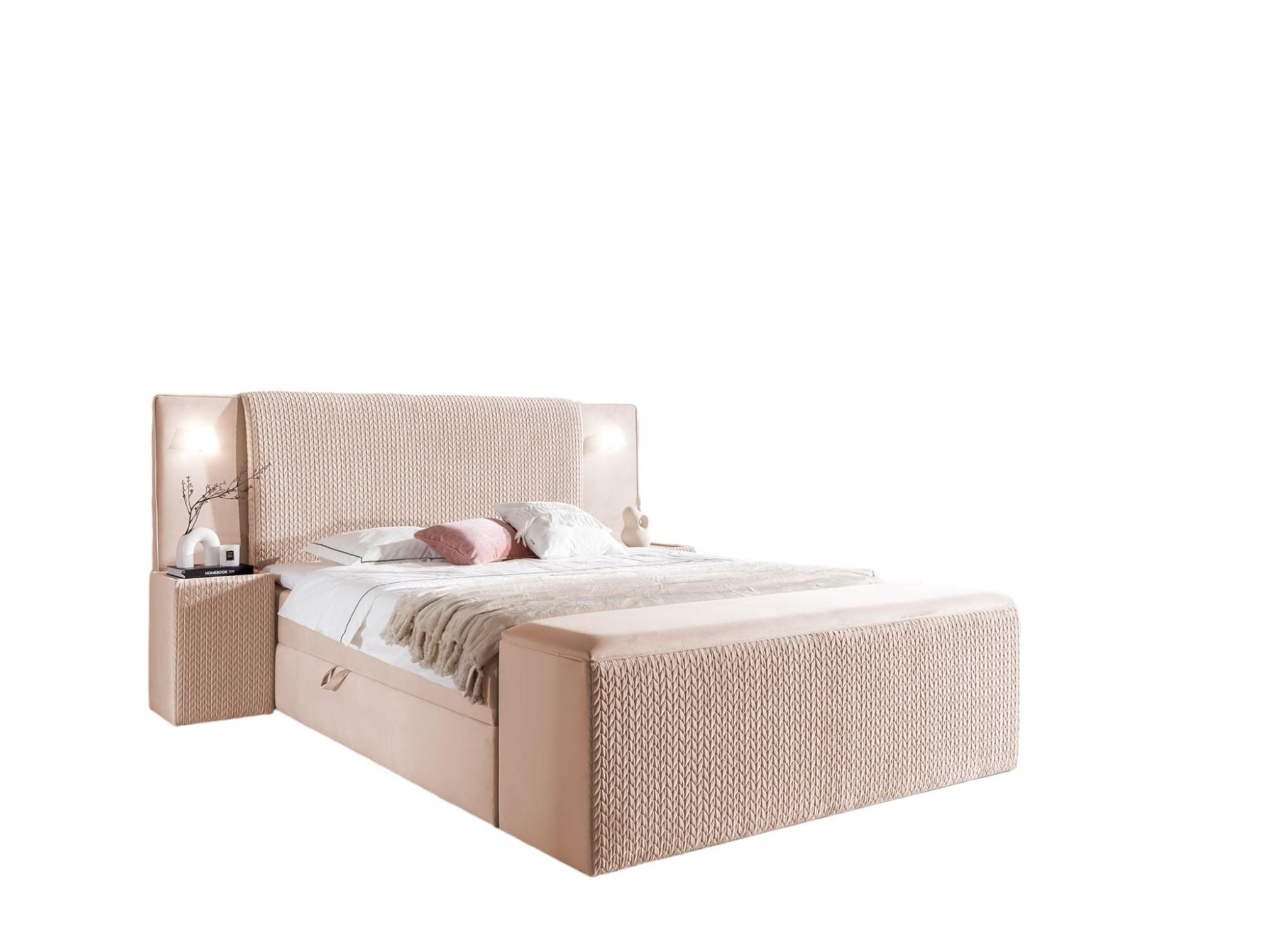 BOXBETT Marten überlänge Set.4 - Hellrosa, Holzwerkstoff/Textil (180/220cm) - Fun Möbel
