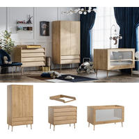 BABYZIMMER Set Bonny - 4-teilig - Eiche - Eichefarben, Holzwerkstoff (100/191/55cm) - QMM TraumMöbel
