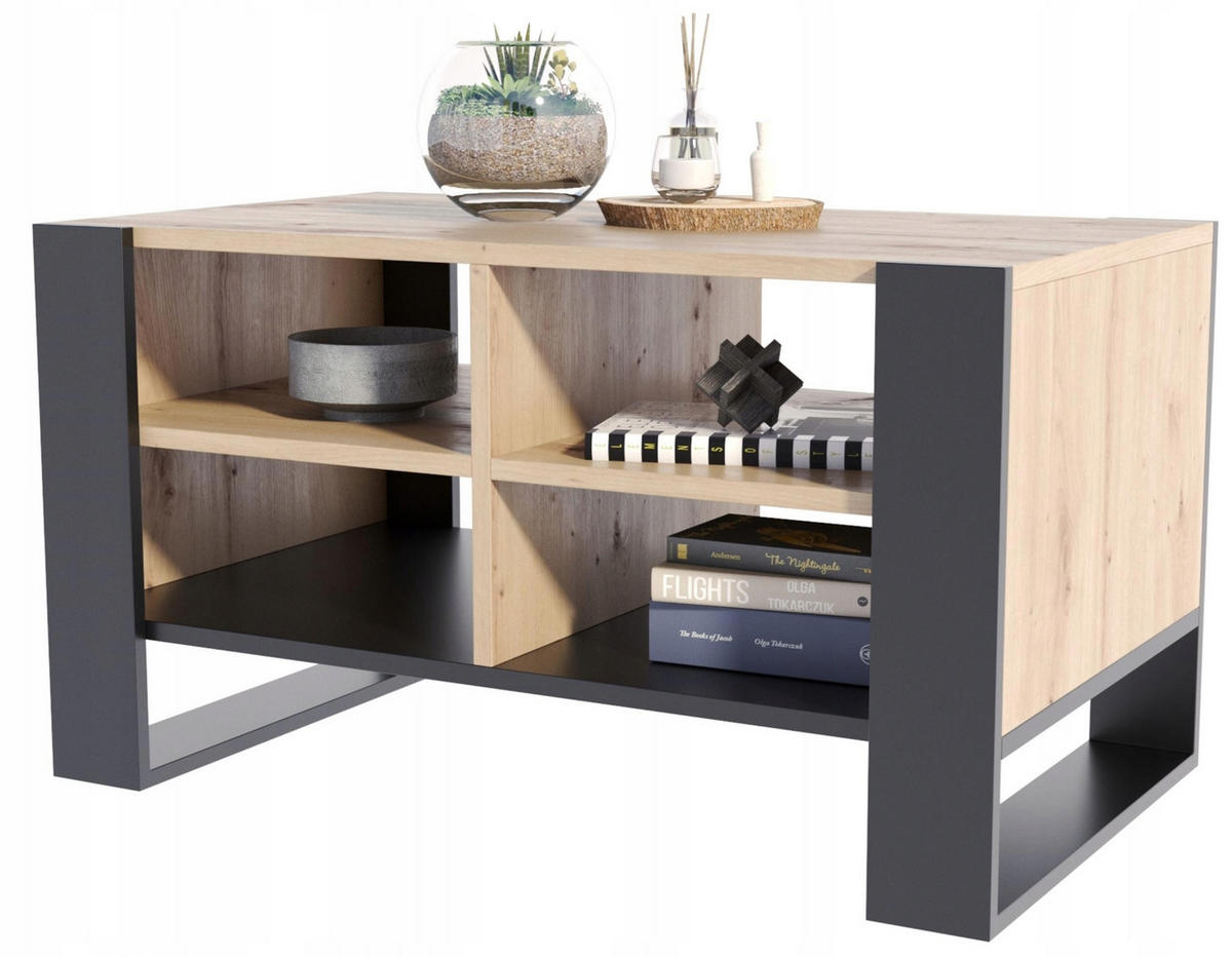 COUCHTISCH FIGA Artisan Eiche-Schwarz 100/53,6/50 cm - Multicolor, Holzwerkstoff (53.6/100/50cm) - Matkam Möbel