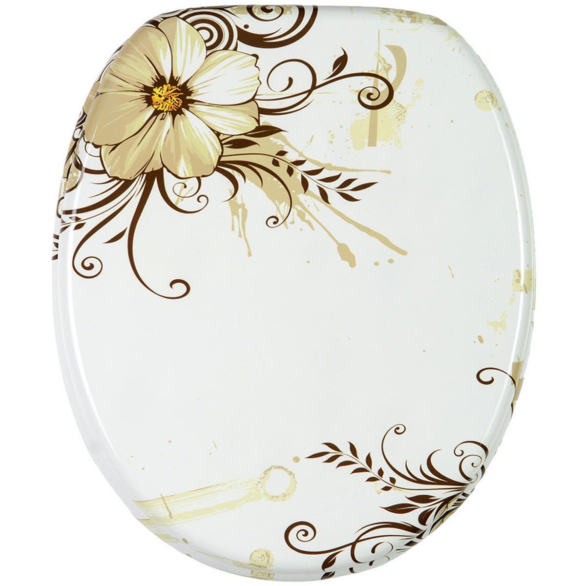 WC-SITZ mit Absenkautomatik Flower - Braun, Holzwerkstoff (38/6/47cm) - Sanilo