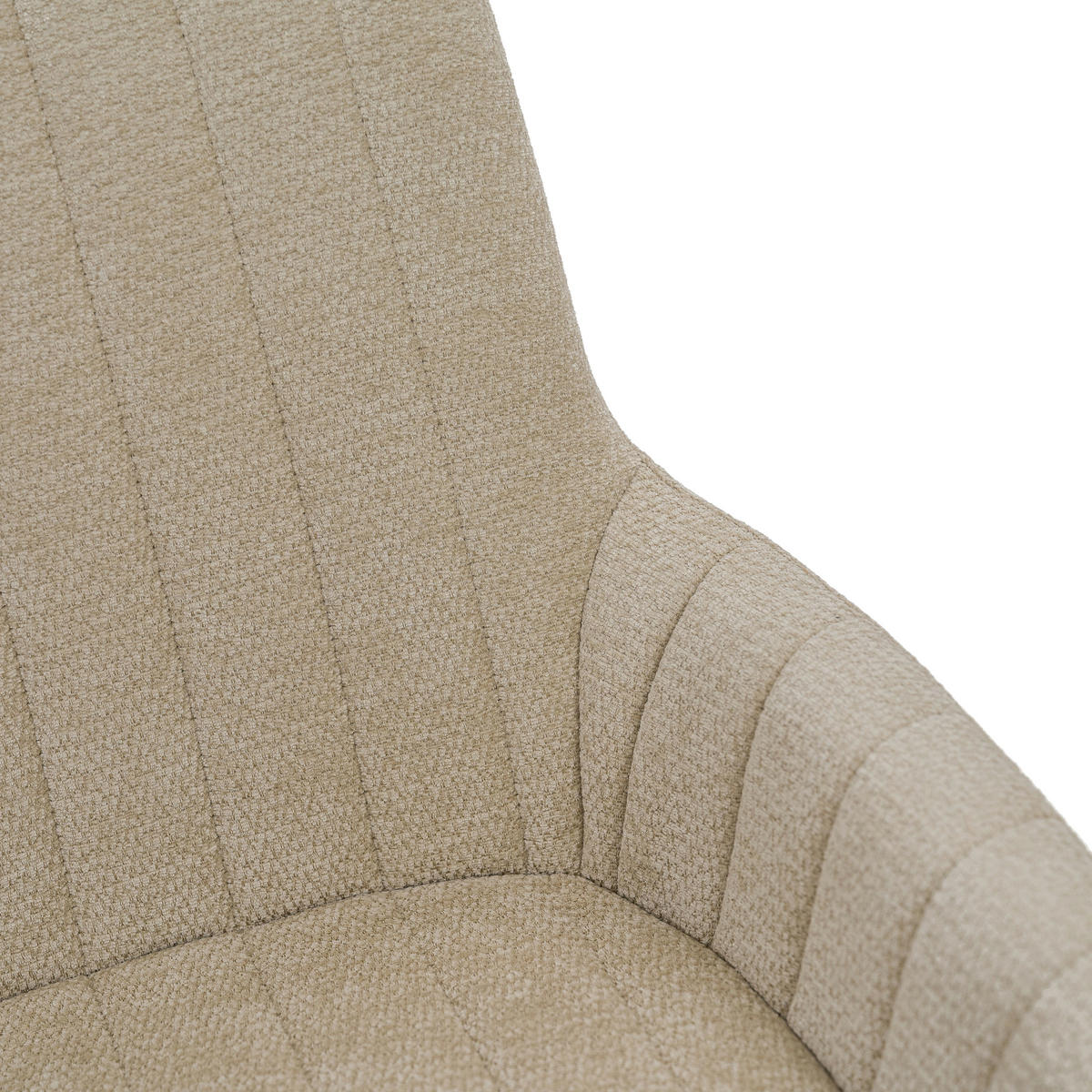 STUHL LUINO drehbar gepolsterter mit Steppung - hellbeige - Chenille - Ecru/Schwarz, Textil/Metall (58/87/60cm) - NEW HOME