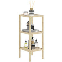 BADEREGAL, Badezimmerregal mit 3 Ebenen, 33 x 31 x 78 cm, Naturholz - Naturfarben, Naturmaterialen (33/78/31cm) - HOMCOM