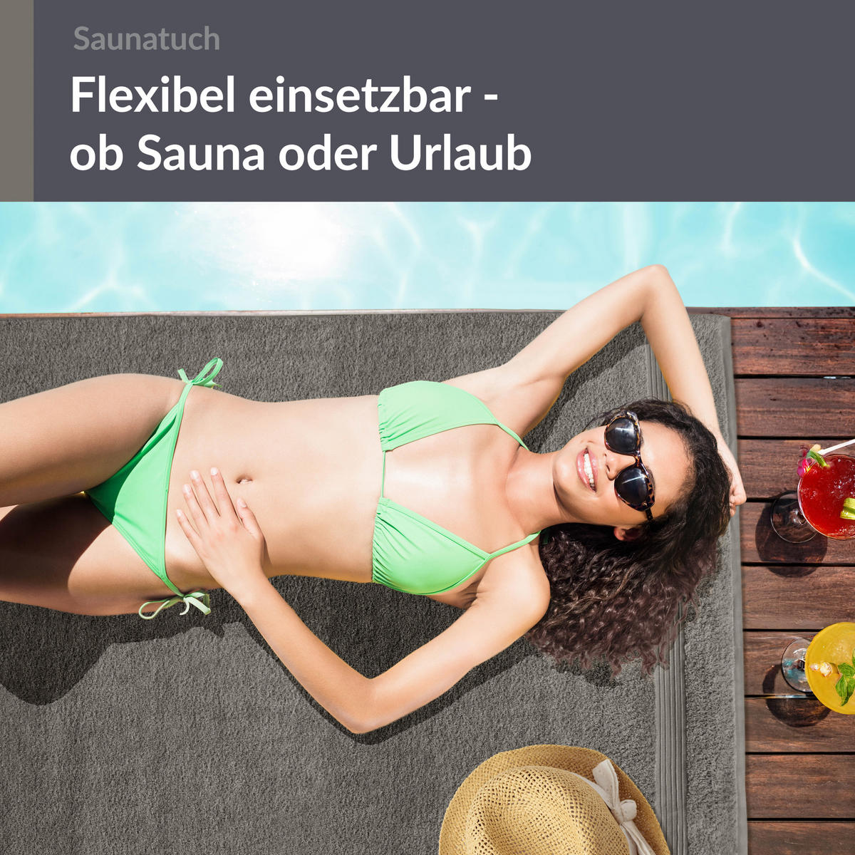 BADETUCH Linz Dunkelgrau 100x200 cm - Grau, Textil (100/200cm) - Lashuma