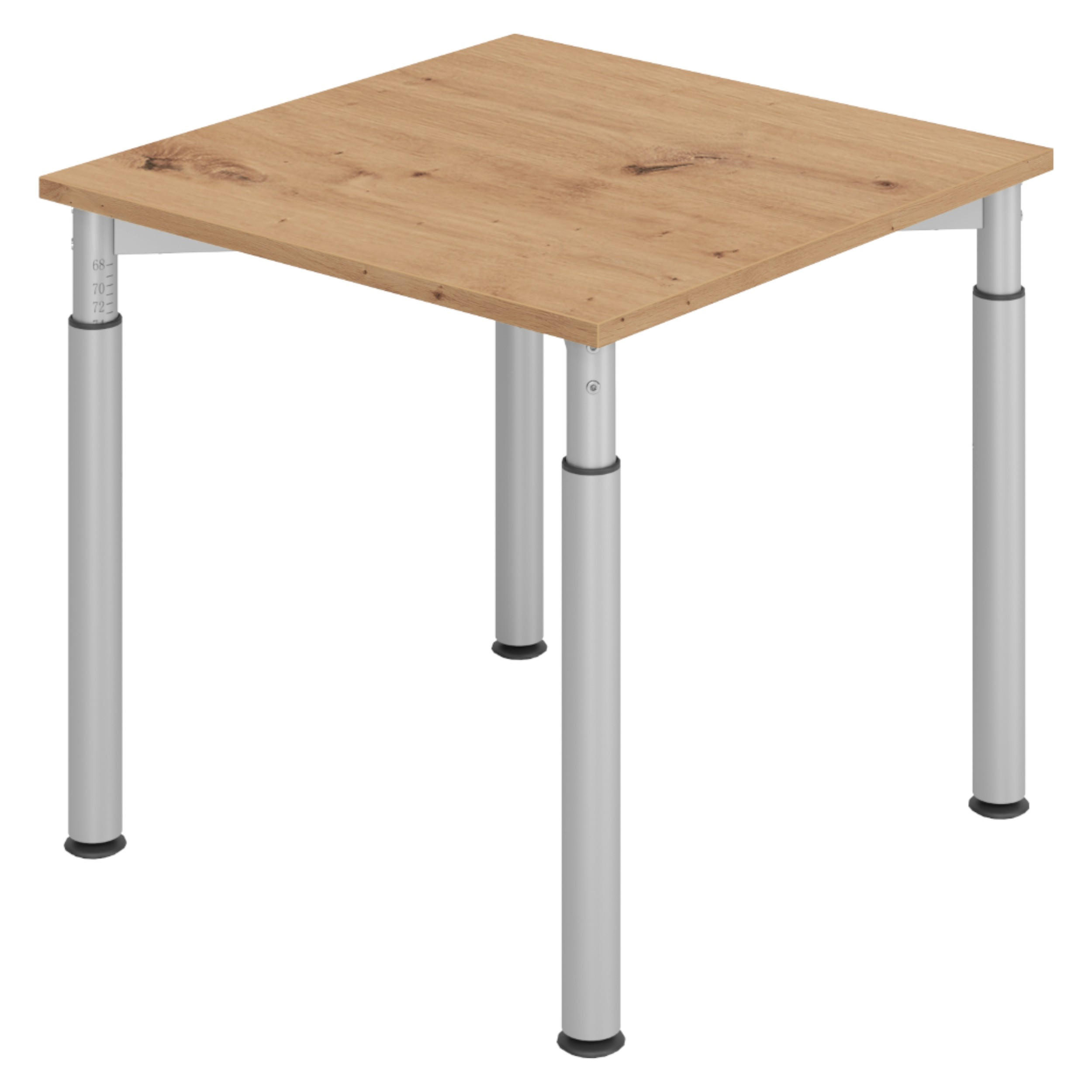 SCHREIBTISCH Serie-Y 80/80/74 cm in Wildeiche/Silberfarben - Wildeiche/Silberfarben, Holzwerkstoff (80/80/74cm) - bümö