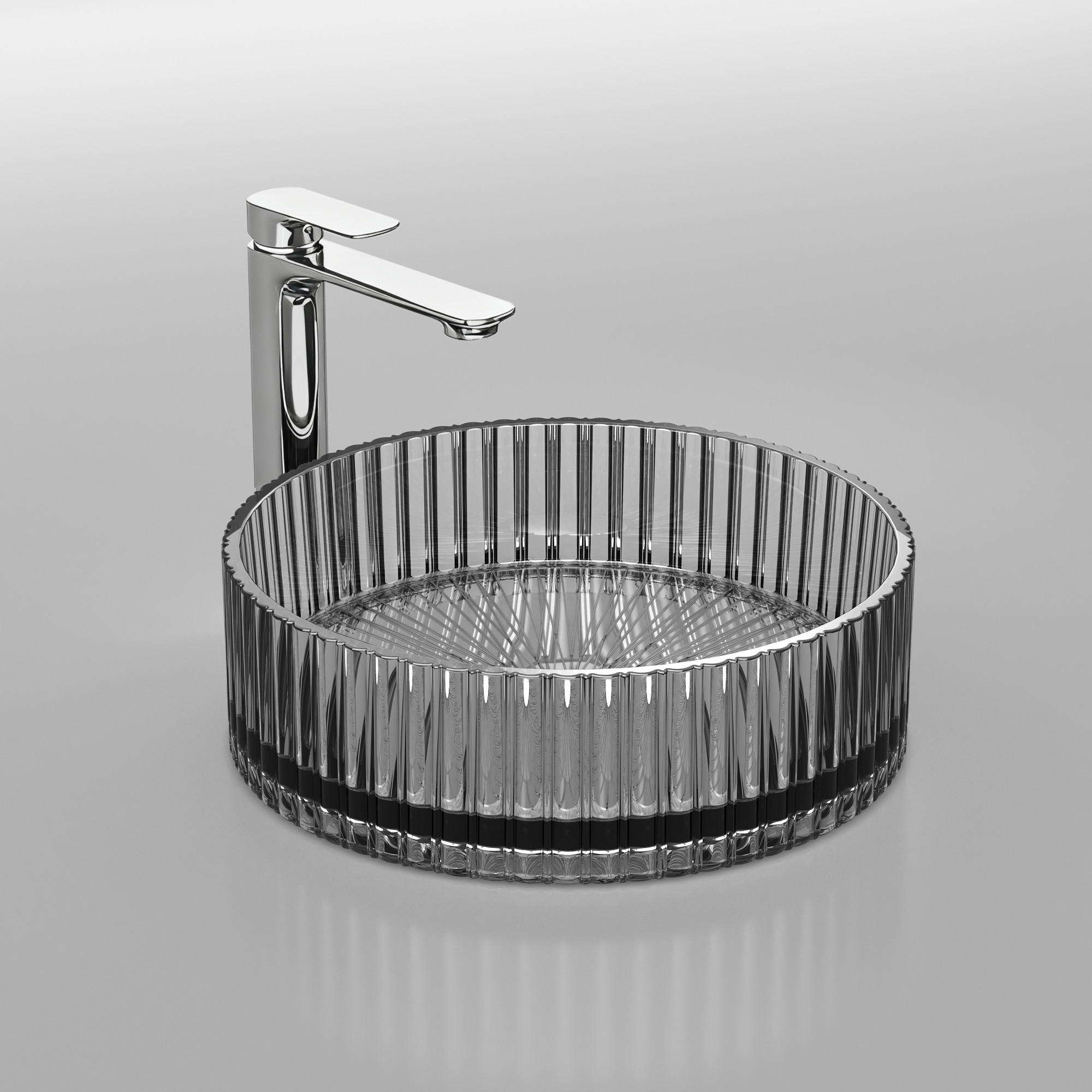 WASCHBECKEN Klarglasspüle Schwarz Ø40 / 12 cm - Schwarz, Glas (40/12/40cm) - EMKE