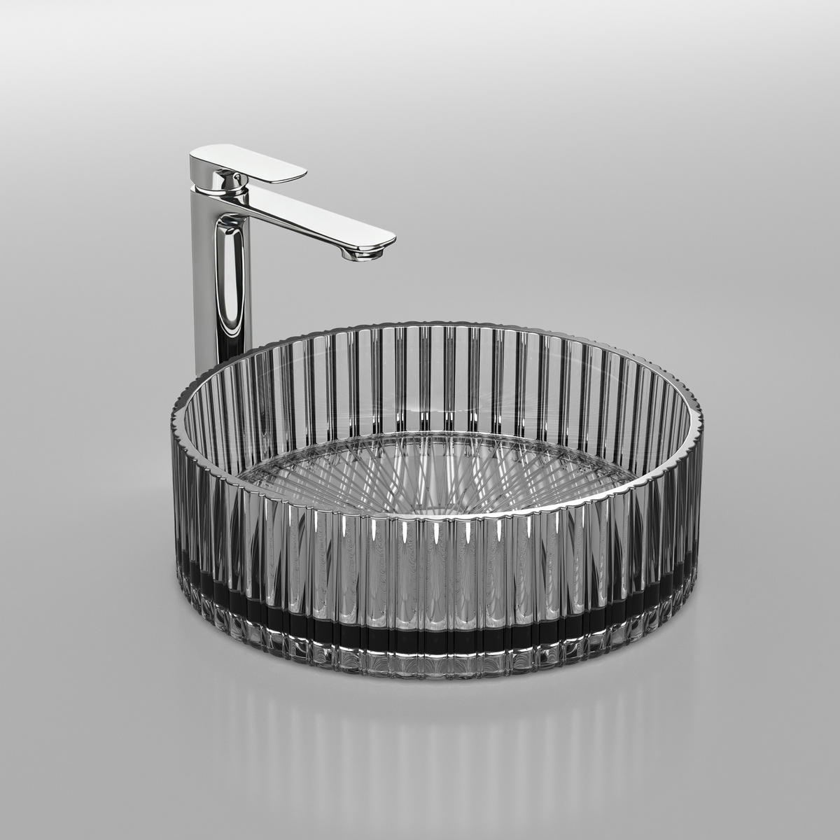 WASCHBECKEN Klarglasspüle Schwarz Ø40 / 12 cm - Schwarz, Glas (40/12/40cm) - EMKE