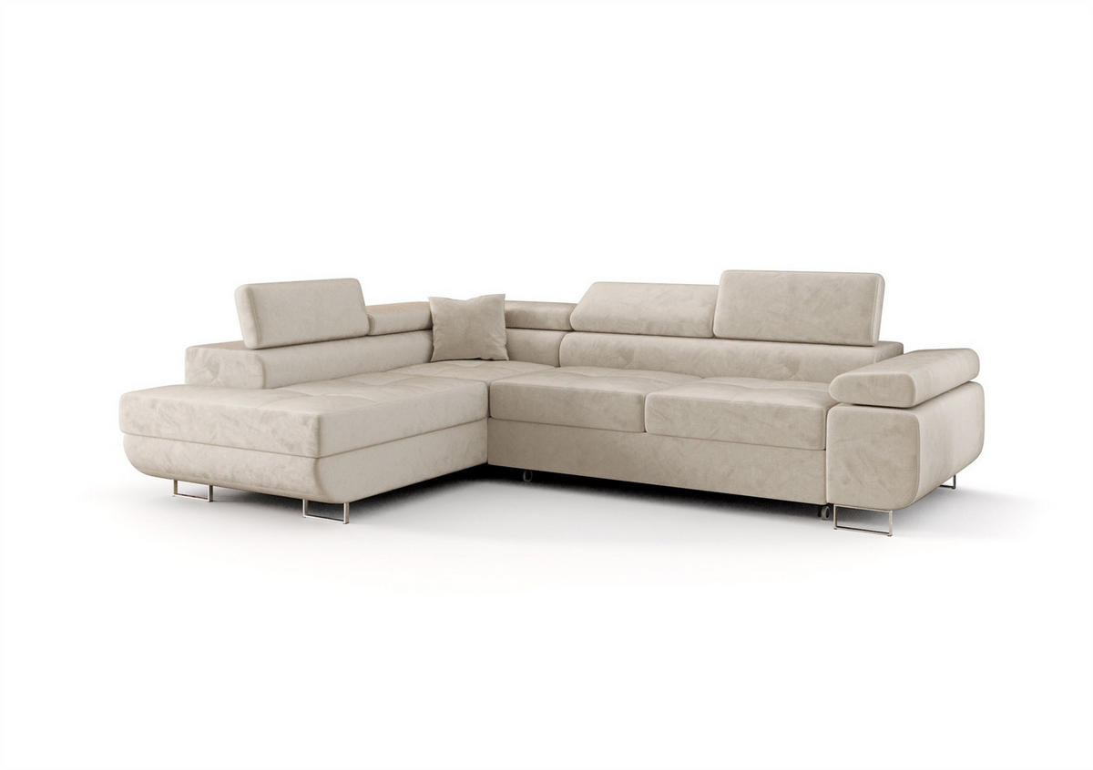 ECKSOFA Monaro Mit Schlaffunktion - Beige, Holzwerkstoff/Textil (275/202cm) - Fun Möbel