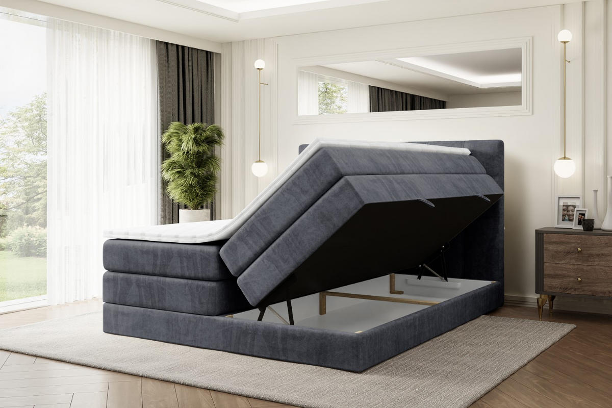 BOXSPRINGBETT MARCE KING - 160x200 - H3/H4 - Dunkelgrau - Dunkelgrau, Holzwerkstoff (160/200cm) - ALTDECOR